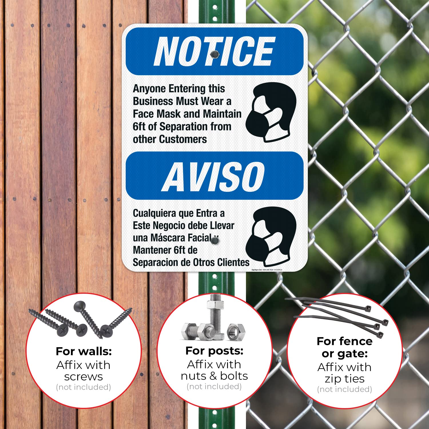 3M EGP Reflective Aluminum Face Mask Signs for Businesses - 18x24 Inches, Fade Resistant, Made in USA - Perfect for Store Entrances, Offices & Public Spaces
