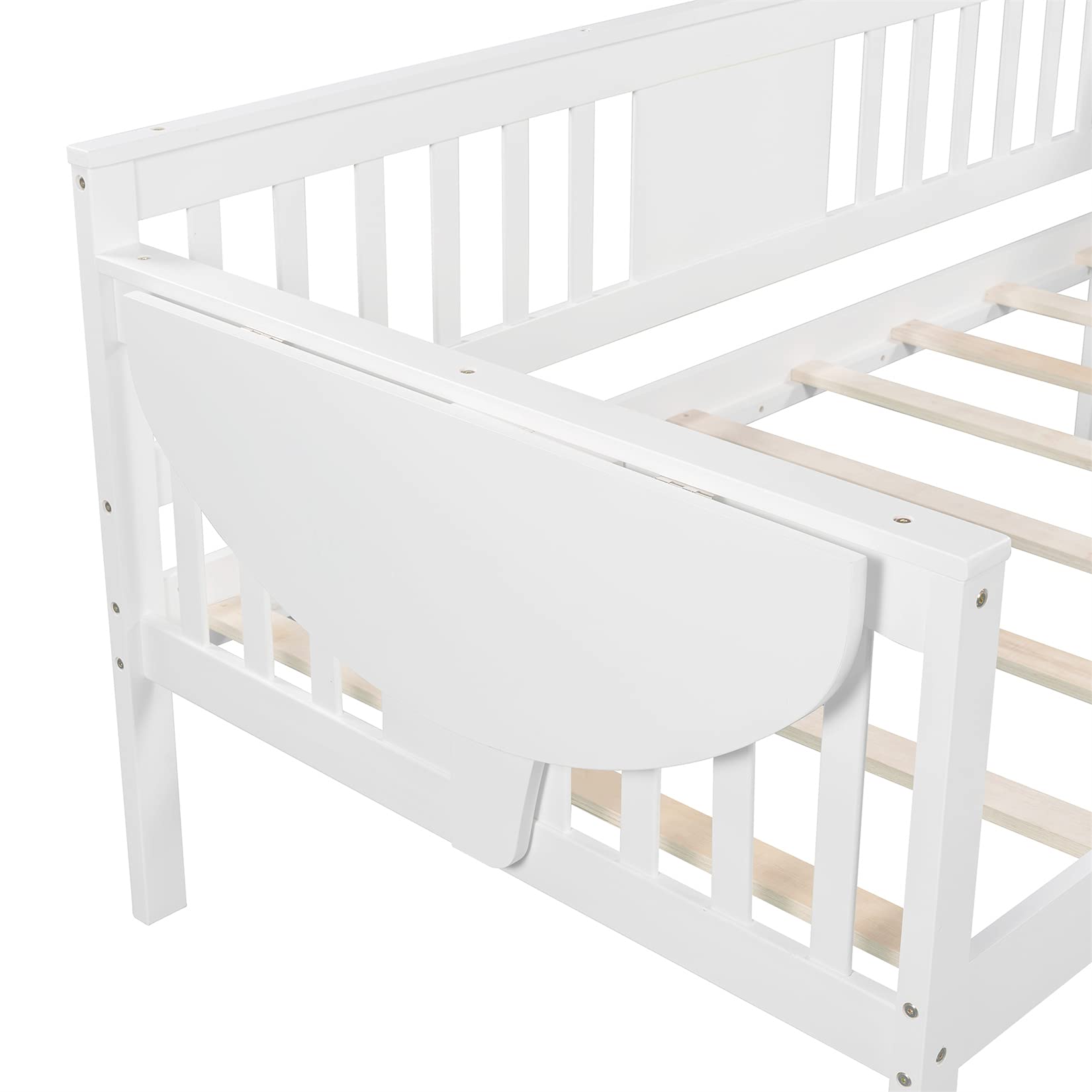 Twin Size Wooden Daybed Frame for Kids and Adults - Convertible Sofa Bed for Bedroom & Living Room - White - Perfect for Guest Rooms, Small Spaces & Multi-Functional Furniture Needs