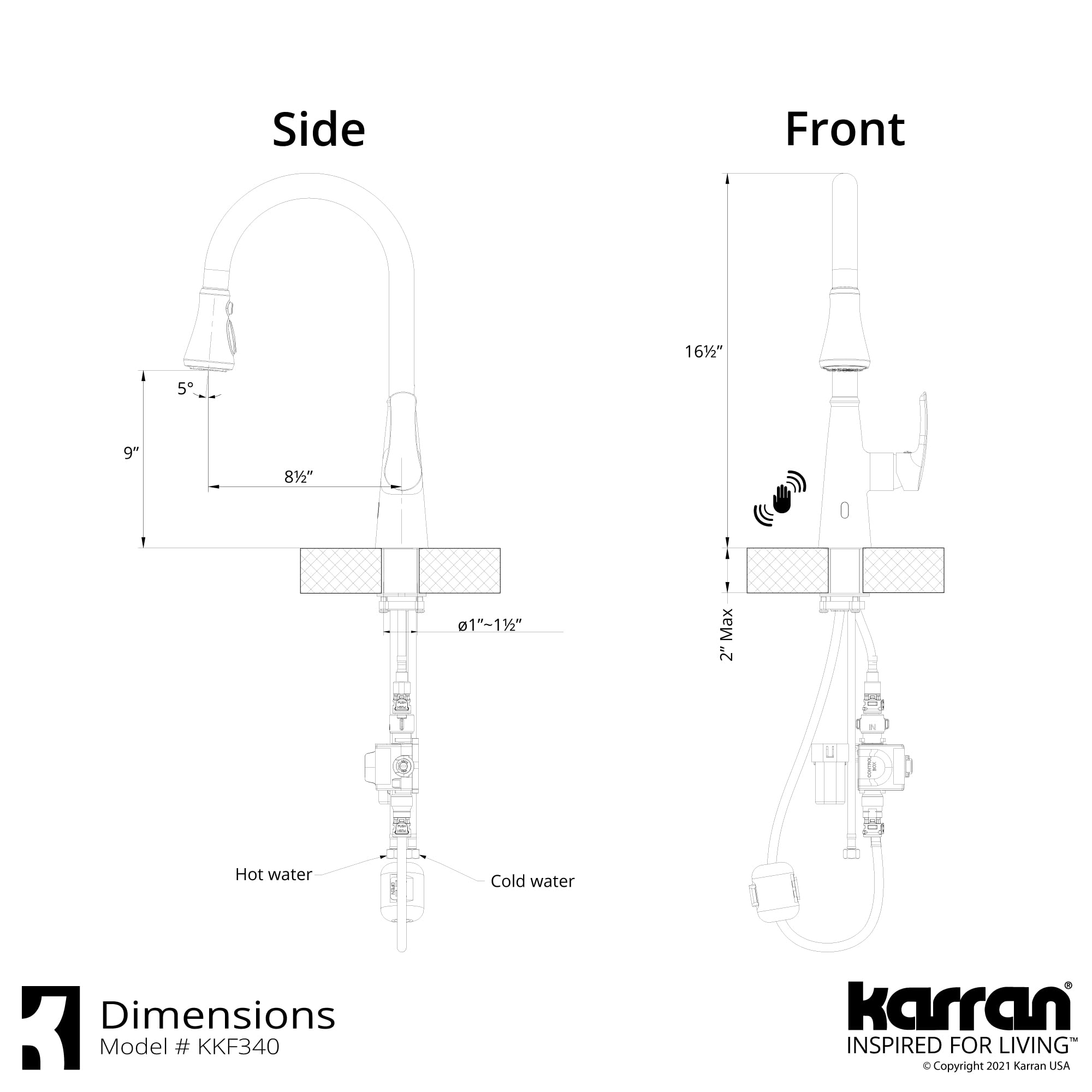 Karran Kadoma Touchless One-Handle Dual Function Pull Down Kitchen Faucet in Gunmetal Grey - Modern Hands-Free Sink Faucet for Easy Cooking and Cleaning