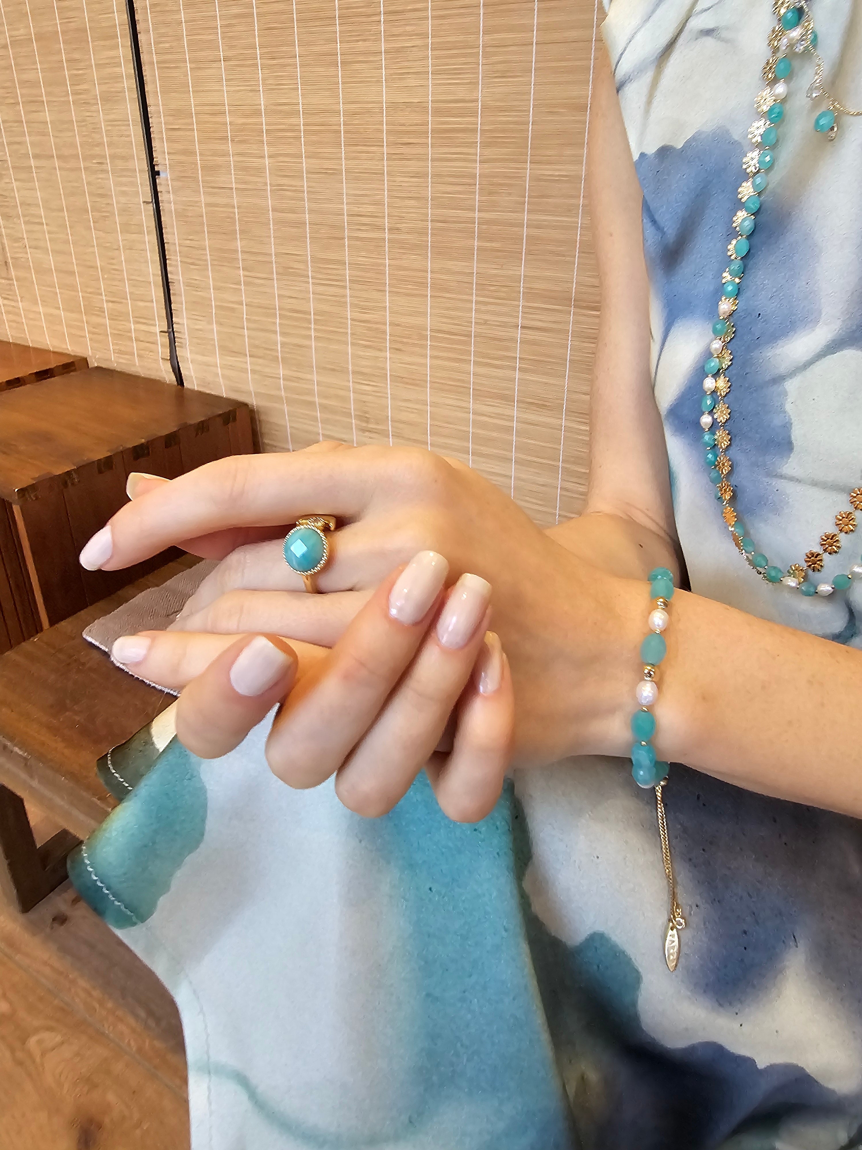 Amazonite and Freshwater Pearl Adjustable Bracelet for Women - Handmade Boho Beaded Stretch Bracelet - Spiritual Healing Jewelry for Meditation, Yoga & Positive Energy