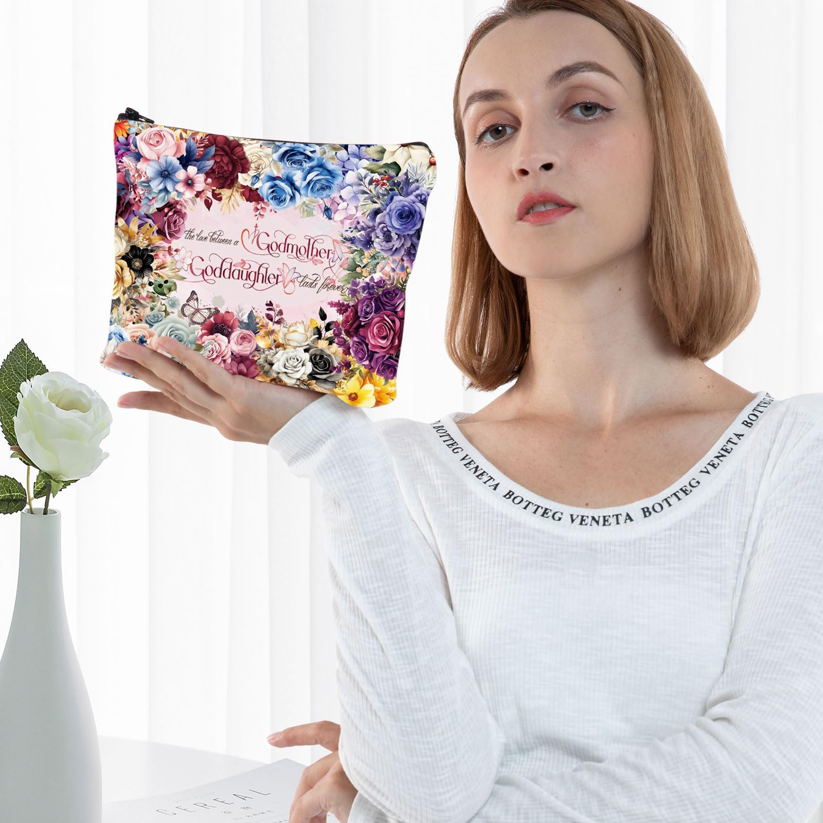 G2TUP Godmother Goddaughter Gift Set - Elegant Makeup Pouch for Baptism, Confirmation & Special Occasions | Perfect Godmother Proposal Present & Keepsake for New Goddaughters