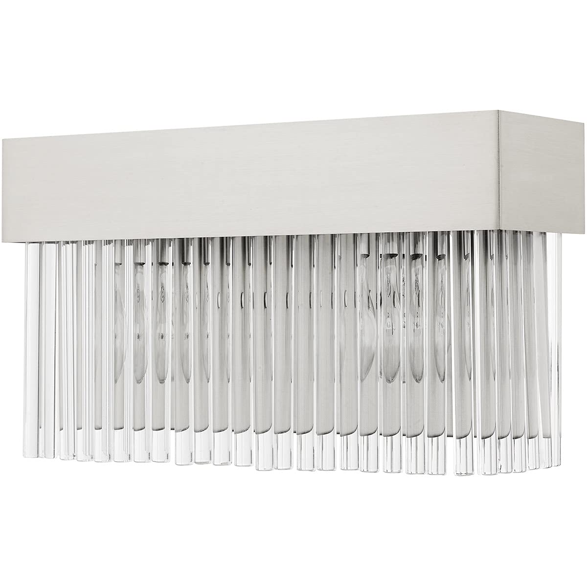 Livex Lighting 15712-91 Brushed Nickel Bathroom Vanity Light Fixture - 2 Lights, Modern Sconce for Bathroom Mirror, Perfect for Vanity Makeup Area and Powder Room Lighting