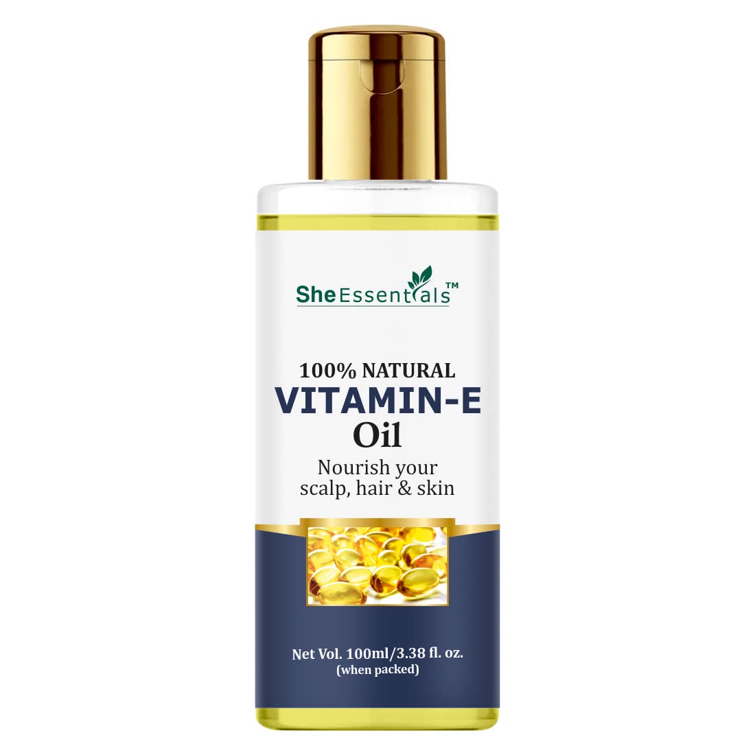 Pure Vitamin E Oil for Skin & Hair - Cold Pressed 100ml | Hydration & Repair