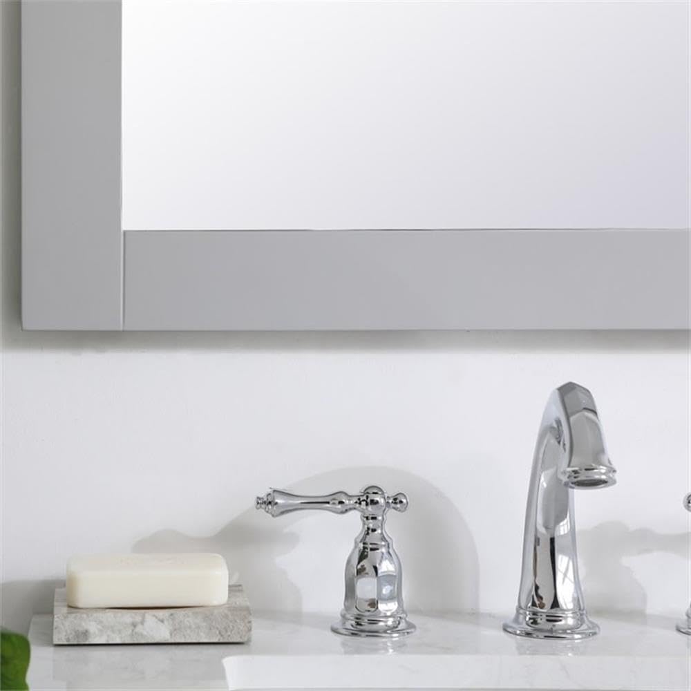 Elegant Gray Wood Frame Bathroom Mirror 36