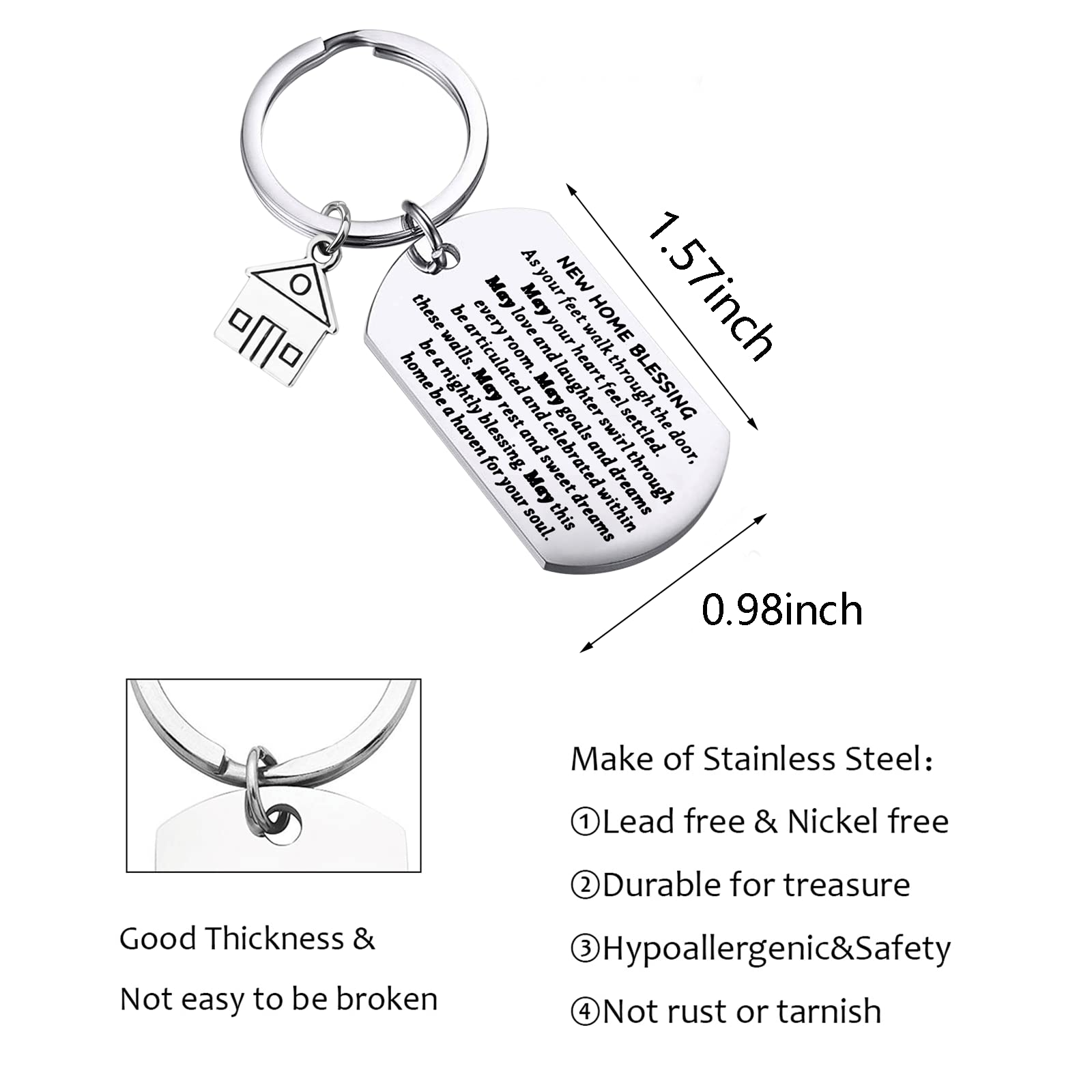 WSNANG New Home Blessing Gift Keychain - Housewarming Present for New Homeowners, Congratulations Gift for Housewarming Party, New Home Decor