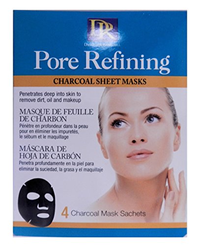 Daggett and Ramsdell Charcoal Sheet Masks for Pore Refining - 4 Pack | Deep Cleansing & Detoxifying Face Mask for Oily & Acne-Prone Skin | Perfect for Spa Nights & Skincare Routine