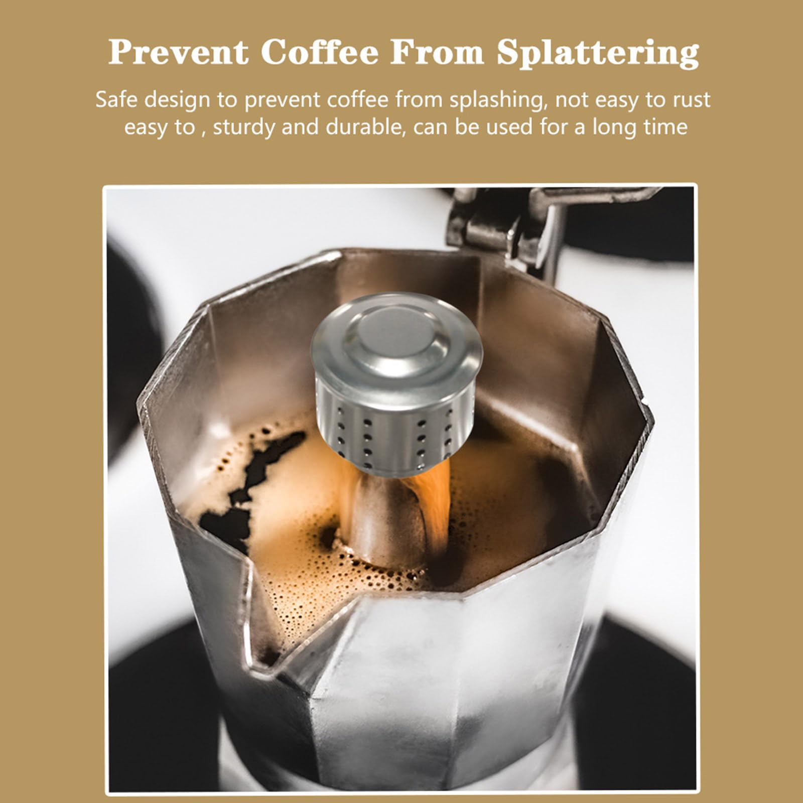 Portable Espresso Coffee Maker with Anti-Splash Valves - Stainless Steel Splashproof Lid - Compatible with Type A Coffee Machines - Perfect for Camping, Travel & Office Use