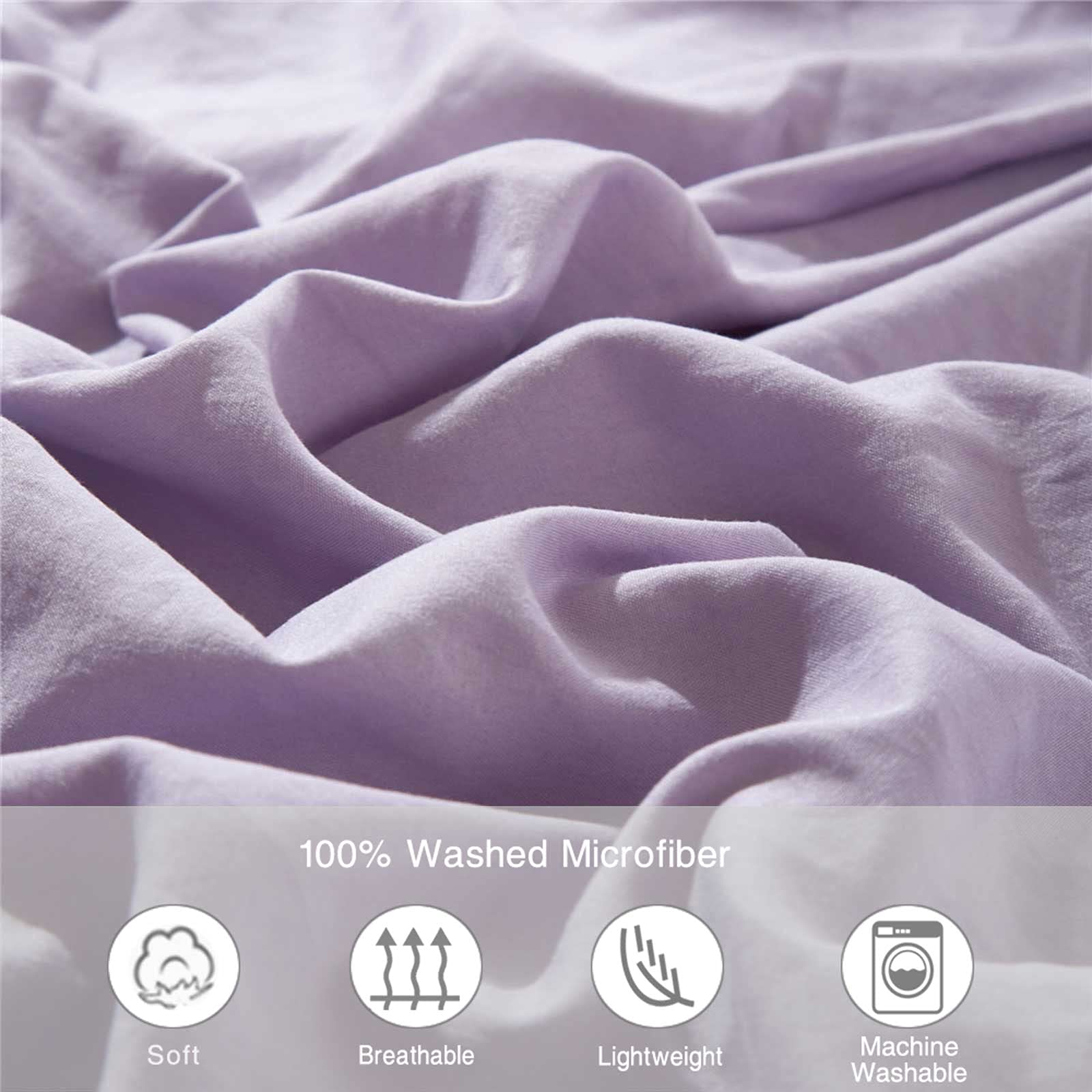 ETDIFFE Lavender Pom Duvet Cover Twin Size - 2 Piece Boho Bohemian Farmhouse Microfiber Quilt Cover Set - Soft & Lightweight Bedding Comforter Cover, Solid Purple Pompom Trim - Perfect for Guest Rooms, Dorm Decor & Cozy Bedroom Makeover