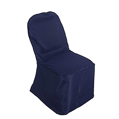50 Pcs Navy Blue Polyester Banquet Chair Covers - Elegant Wedding, Party & Reception Decorations - Perfect for Dining Ceremonies, Events & Home Decor