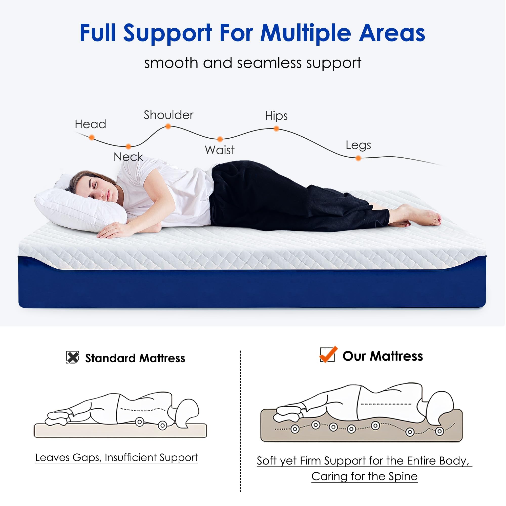 12 Inch Queen Size Green Tea Gel Memory Foam Mattress - Cooling Gel Infused, Pressure Relief, CertiPUR-US Certified & Fiberglass Free with Washable Cover - Perfect for Hot Sleepers, Back Pain Relief & Bedroom Comfort