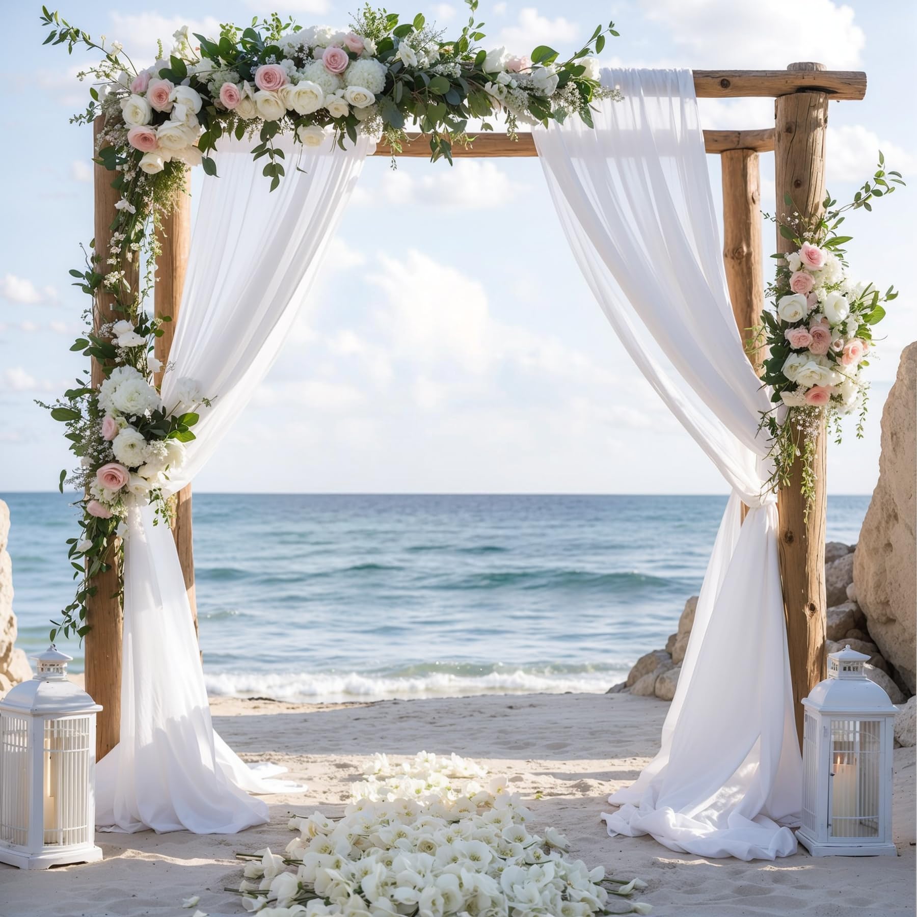 2-Panel White Wedding Arch Draping Fabric - 28