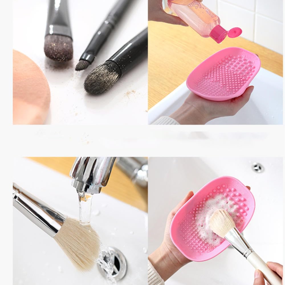 MobFest® Flexible Silicone Makeup Brush Cleaner Strip Tray - Reusable Sponge & Powder Puff Washer for Eyeshadow, Foundation, and Blush Brushes (1 Piece, Purple) - Perfect for Home & Professional Makeup Brush Cleaning