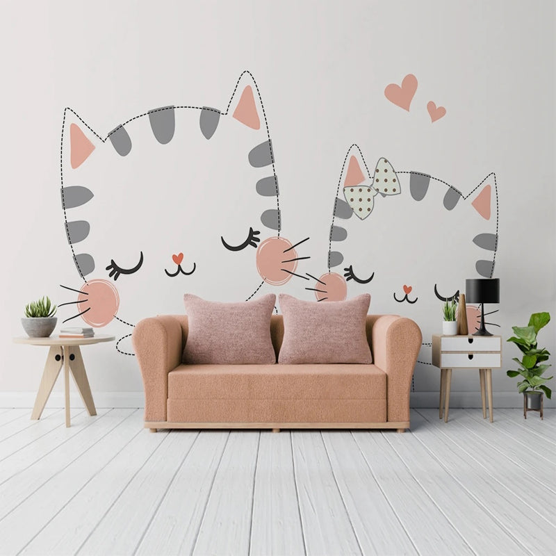 Meow Cat Theme Nursery Wallpaper - Adorable & Playful Kitty Design for Baby Rooms | Perfect for Nurseries, Kids' Bedrooms & Playrooms