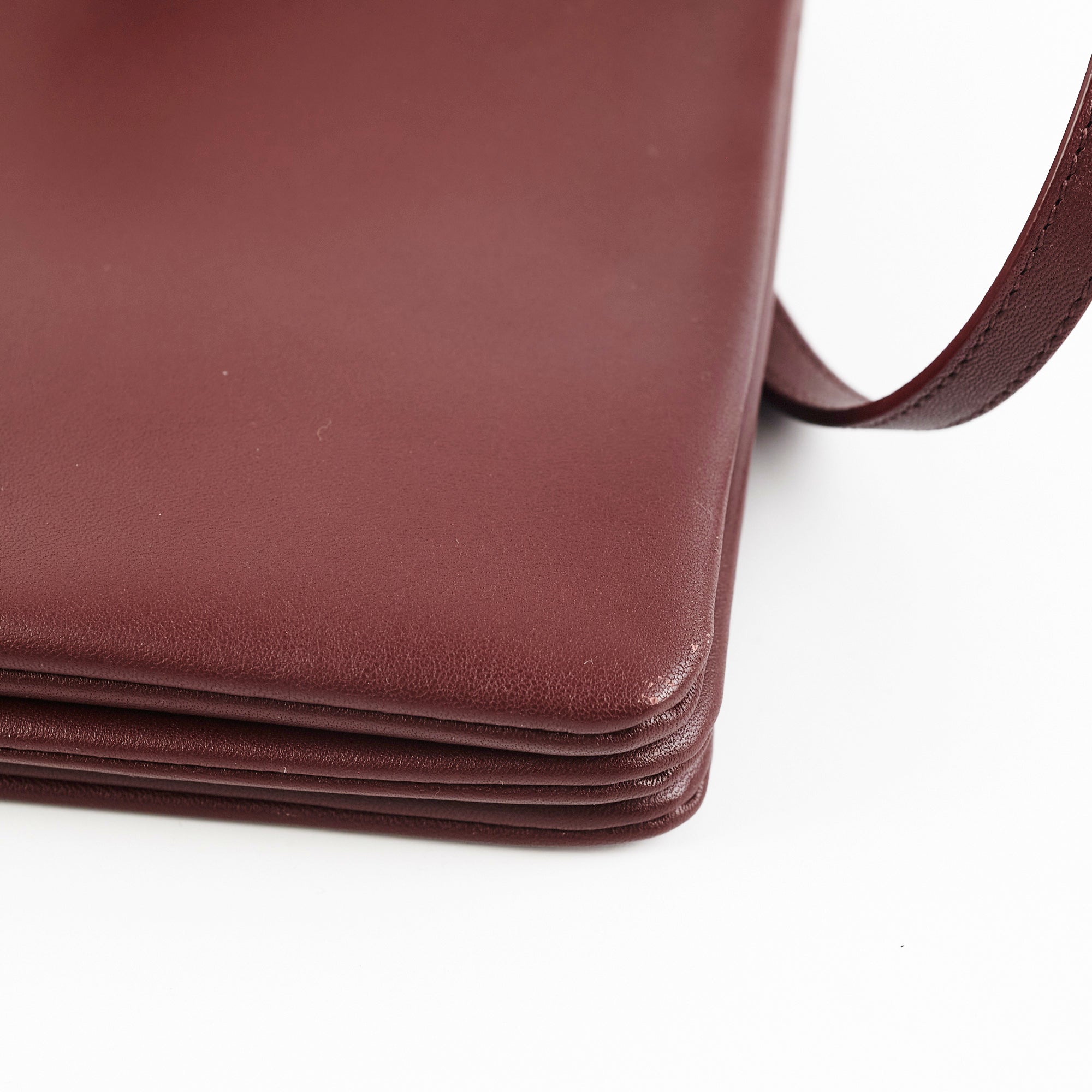 Celine Trio Burgundy Leather Crossbody Bag for Women - Stylish & Compact Everyday Purse for Work, Travel & Shopping