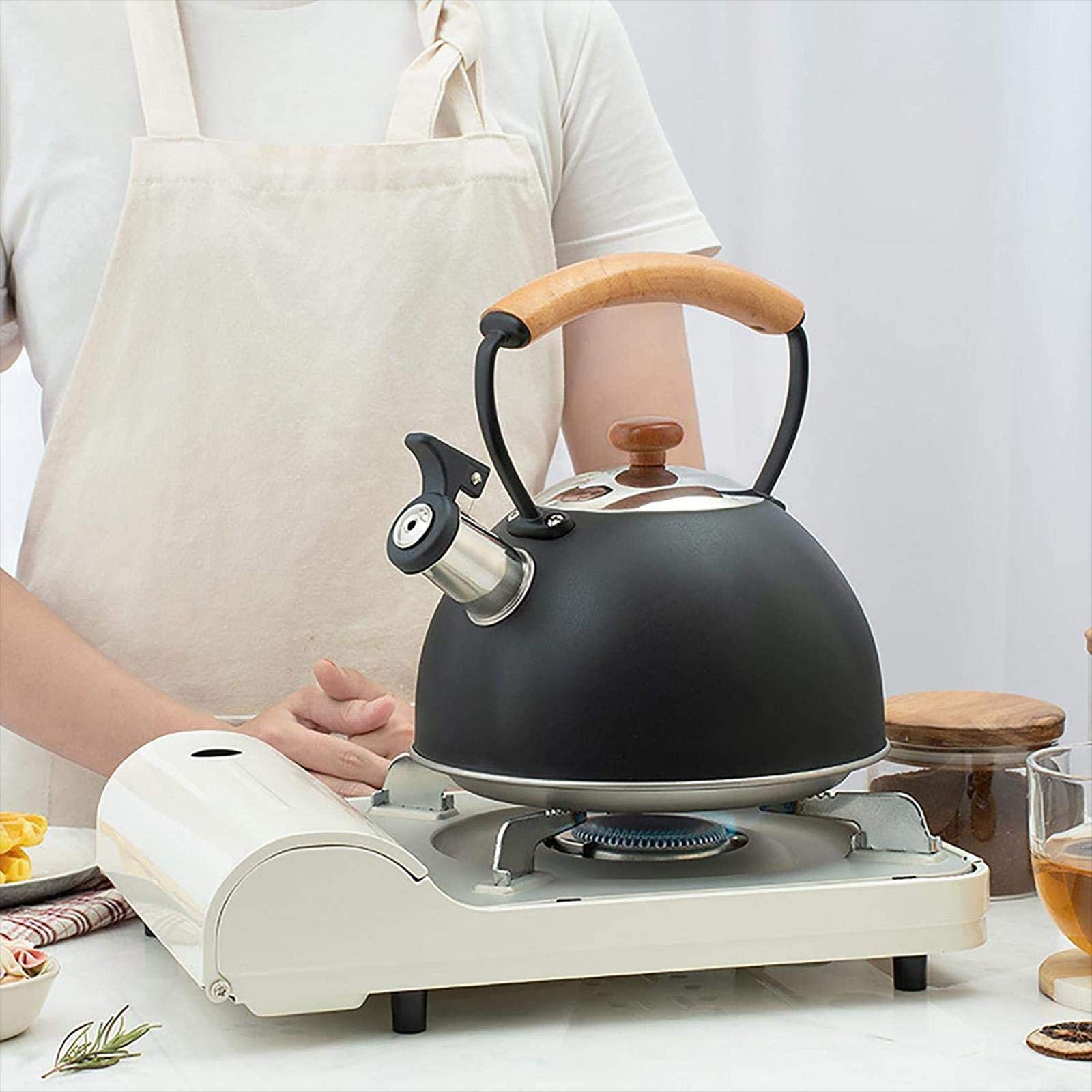 2.5L Stainless Steel Whistling Tea Kettle - Induction Compatible, Universal Heat Source for Stovetop, Gas & Electric - Perfect for Coffee, Tea & Hot Water Brewing at Home or Office
