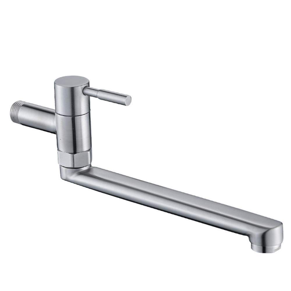 Stainless Steel 360 Degree Swivel Wall Mounted Single Cold Water Faucet - Kitchen Sink Tap, Bathroom Sink Tap, Mop Pool Tap - Perfect for Modern Kitchens, Utility Rooms & Outdoor Cleaning Stations