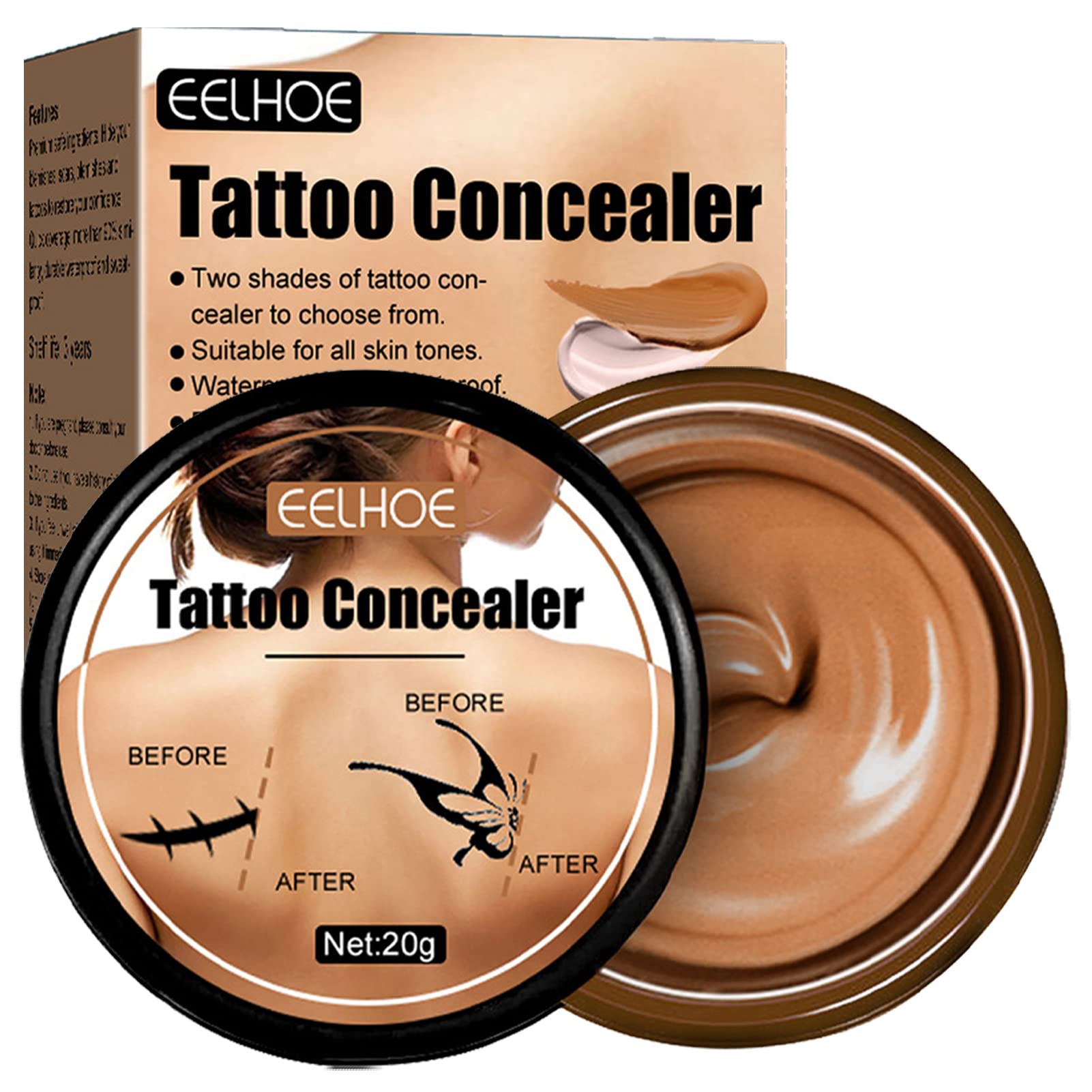 Waterproof Tattoo Cover Up Makeup & Scar Concealer - Full Coverage Body Concealer for Men & Women | Covers Tattoos, Scars & Acne | Perfect for Weddings, Job Interviews & Professional Events
