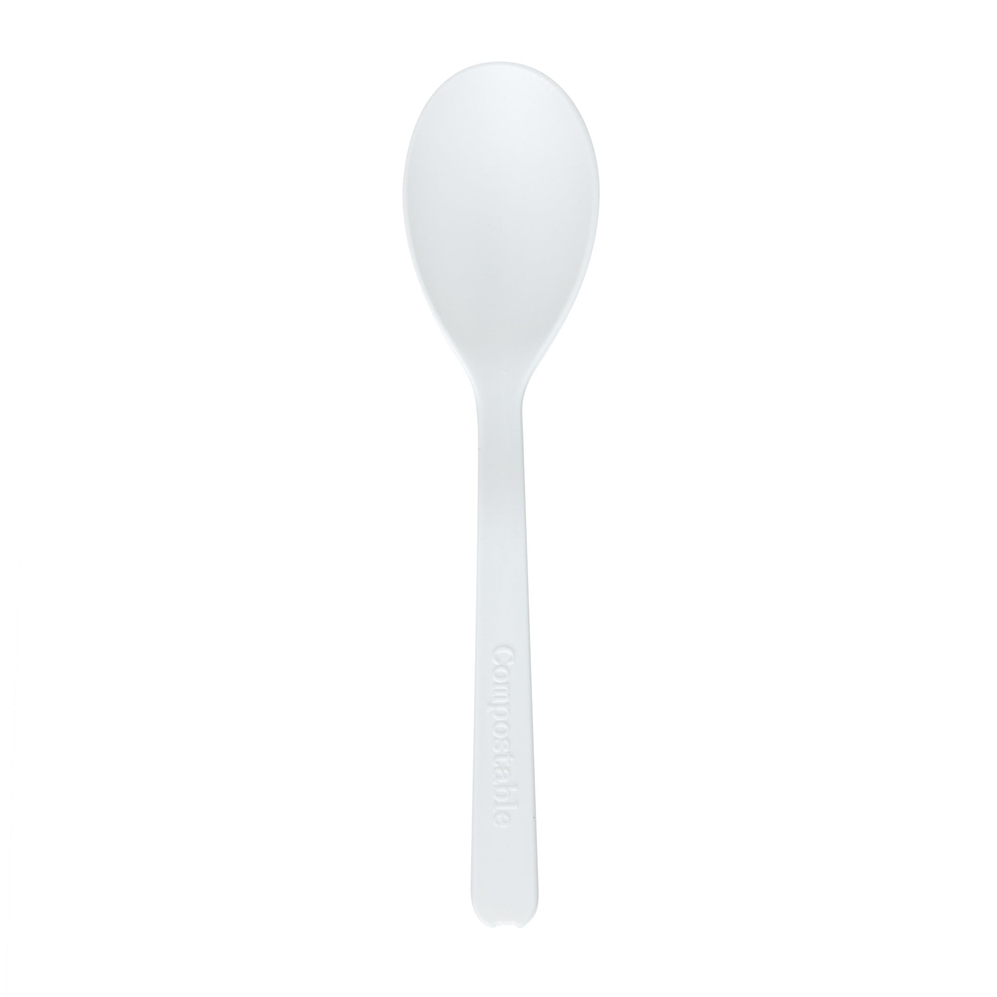 Eco-Friendly Round White Plastic Mini Spoons - Heat Resistant, Compostable, 4