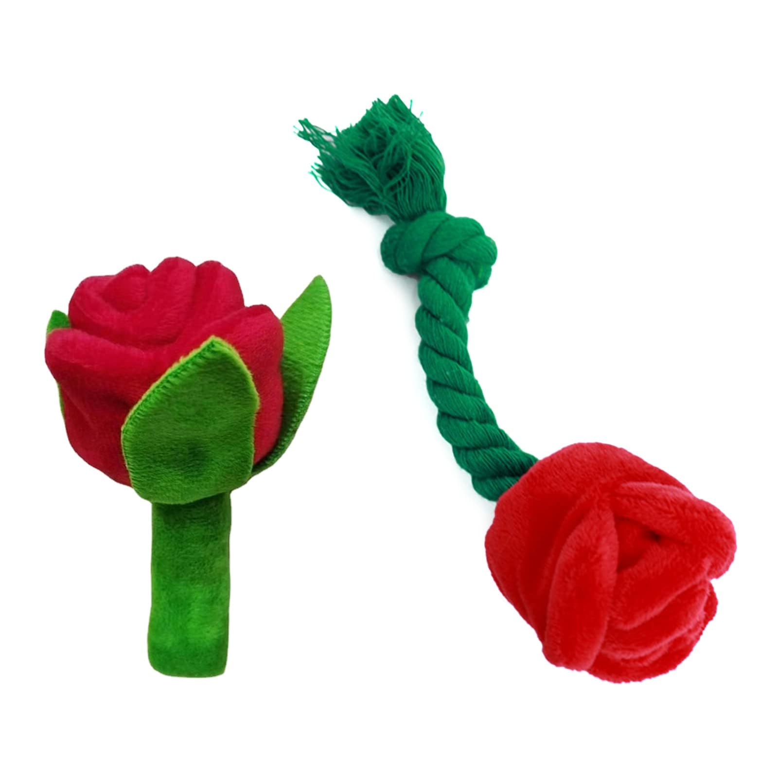 **Soft Plush Rose Flower Dog Chew Toy with Squeaker - Interactive Teething Toy for Puppies & Dogs - Promotes Dental Health & Reduces Anxiety - Perfect for Playtime, Training & Cuddling**