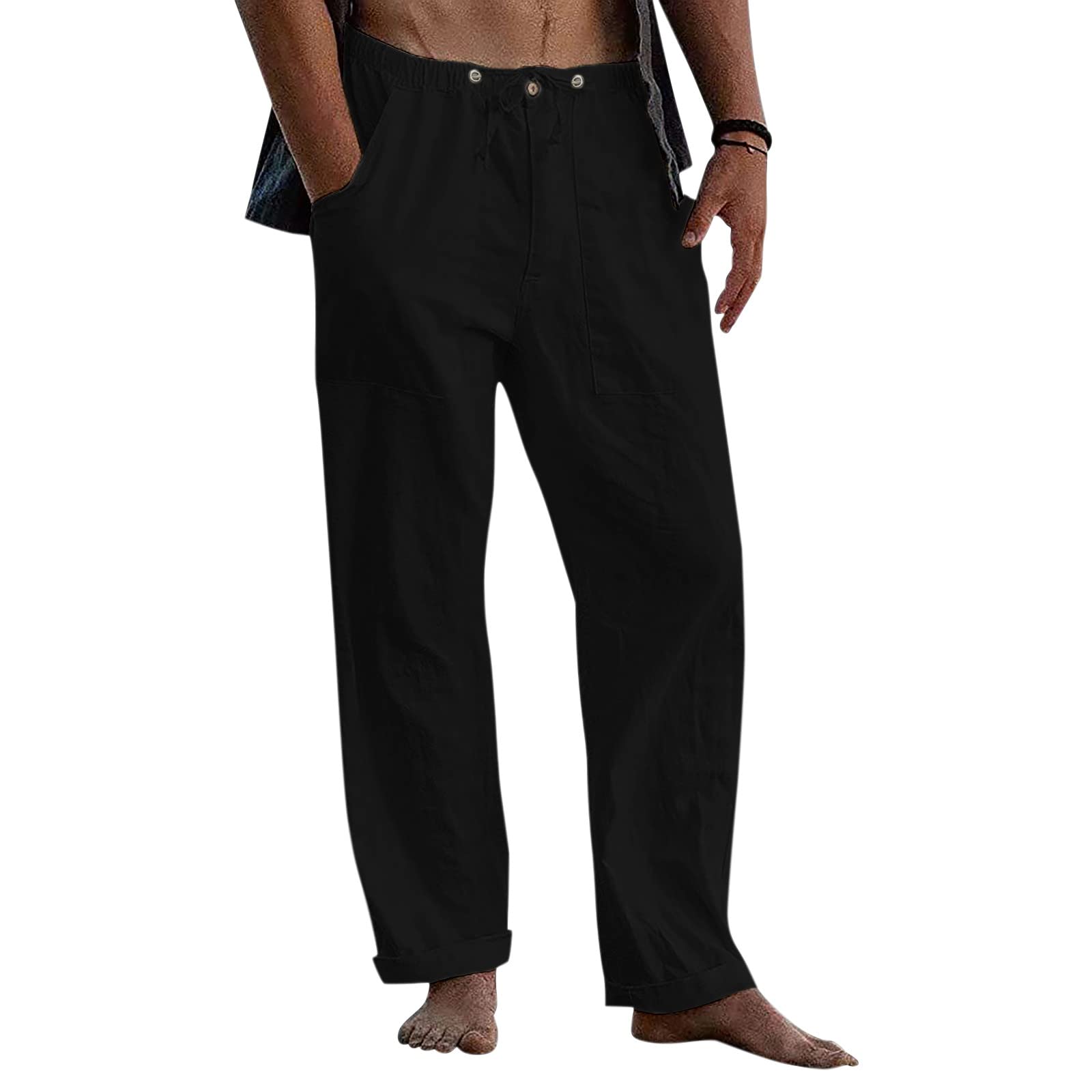JIUMI Men's Yoga Joggers Pants - Mid Waist Straight Leg Stretch Athletic Sweatpants | Soft Breathable Quick Dry Workout Pants for Running, Gym & Casual Wear