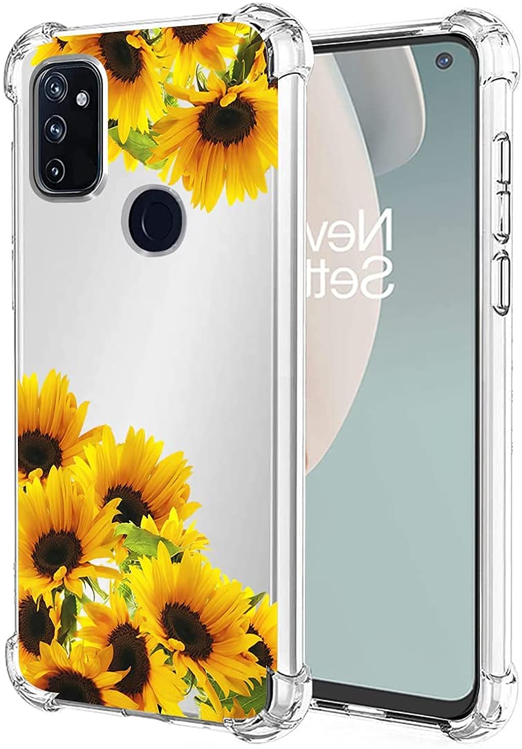 OnePlus Nord N100 Case - Cute Clear Slim Shockproof TPU Rubber Phone Cover with Sunflower Pattern for Girls & Women | Perfect for Everyday Use, Travel & Outdoor Activities