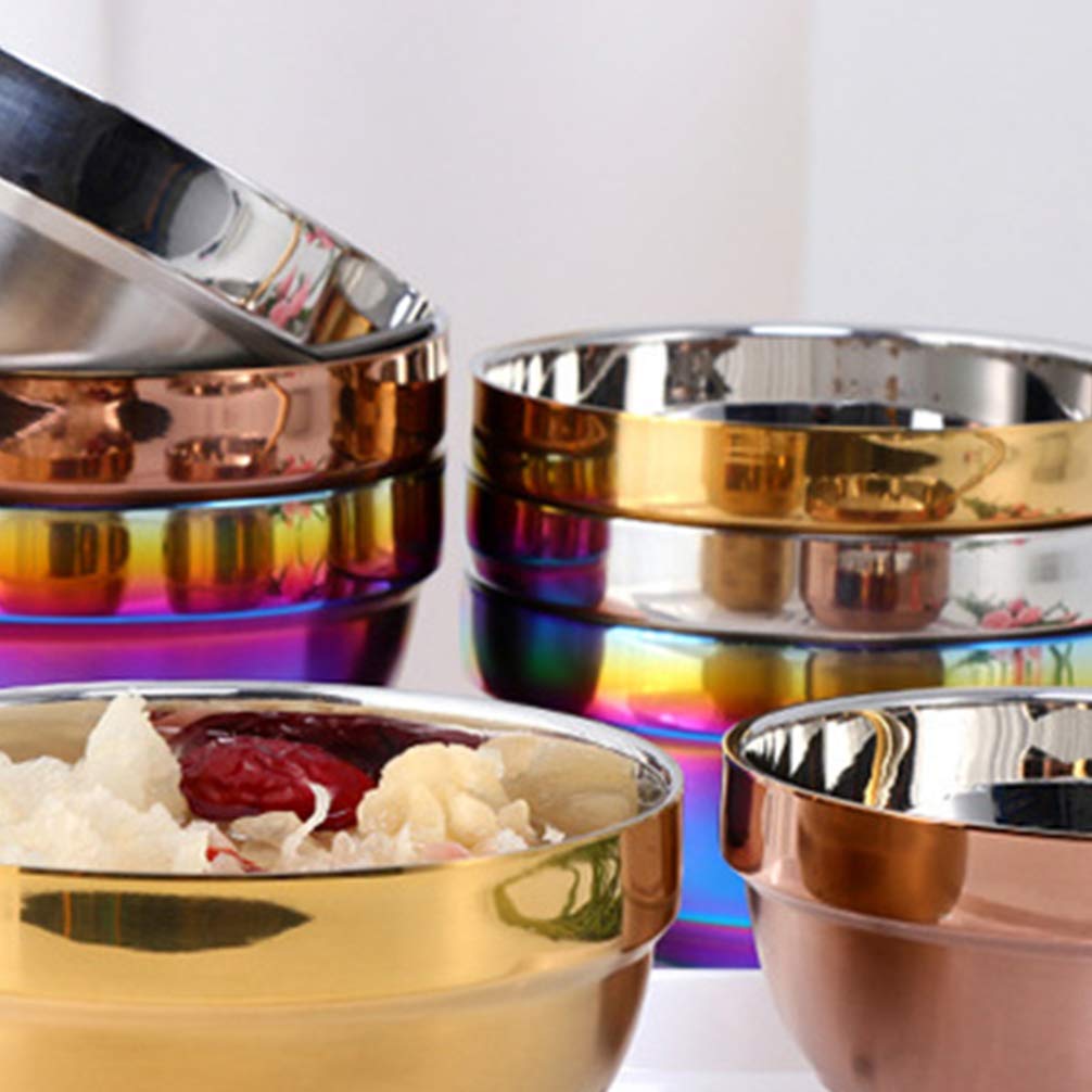 Cabilock Double Walled Stainless Steel Bowls - Heat Insulated Soup, Rice & Salad Bowls for Hot & Cold Foods (Rose Gold) - Perfect for Dining, Camping & Meal Prep