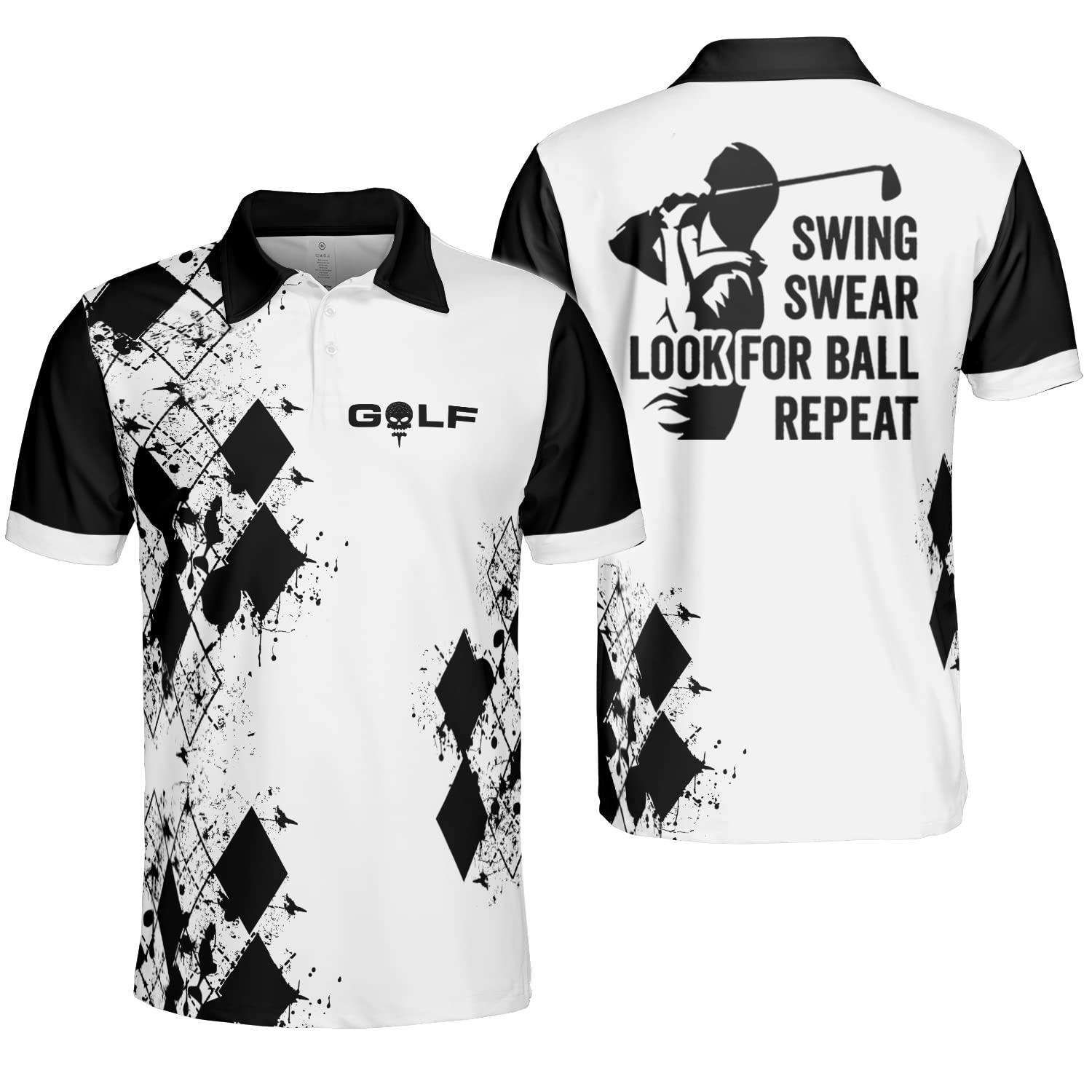 Funny Golf Polo Shirts for Men - Short Sleeve Moisture Wicking Dry Fit Performance Shirt - Perfect for Golf Outings, Casual Wear & Funny Gift Ideas