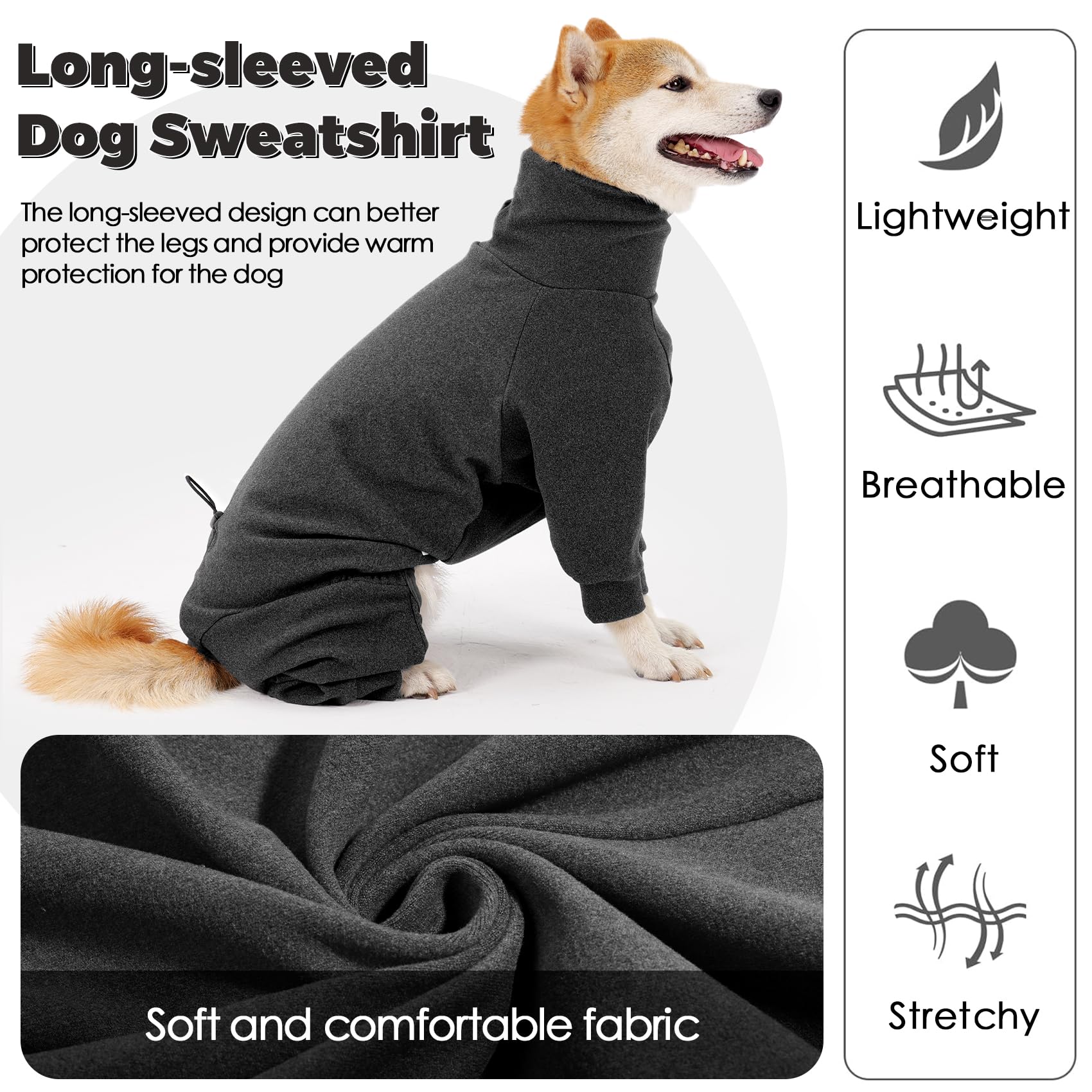 Dotoner High Collar Pullover Dog Sweater with Leash Hole - Warm Winter Vest for Large Dogs, Long Sleeve Dog Sweatshirt for Indoor & Outdoor Use - Perfect for Cold Weather Walks, Park Visits, and Cozy Home Wear