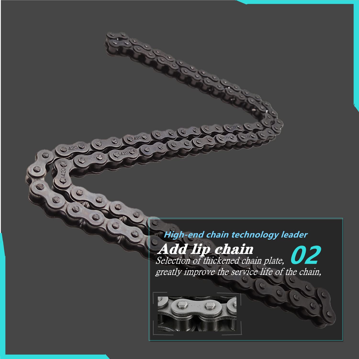 420-42L + 90L Heavy Duty Roller Chain - Industrial Grade Bicycle & Motorcycle Drive Chain for Bikes, Scooters, and Machinery - Perfect for DIY Repairs and Mechanical Projects