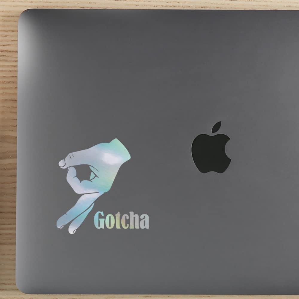 Premium Waterproof Vinyl Decal Stickers - Symbol Gotcha Hand Hologram (Set of 2) for Laptop, Phone, Helmet, Car Window, Bumper, Mug, Cup, Door & Wall - Durable Decorative Stickers for Personalization & DIY Projects