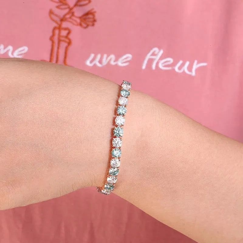 10K Gold Double Color Moissanite Tennis Bracelet for Women - 5mm 14.5ctw Elegant Jewelry Gift for Anniversary, Wedding & Special Occasions