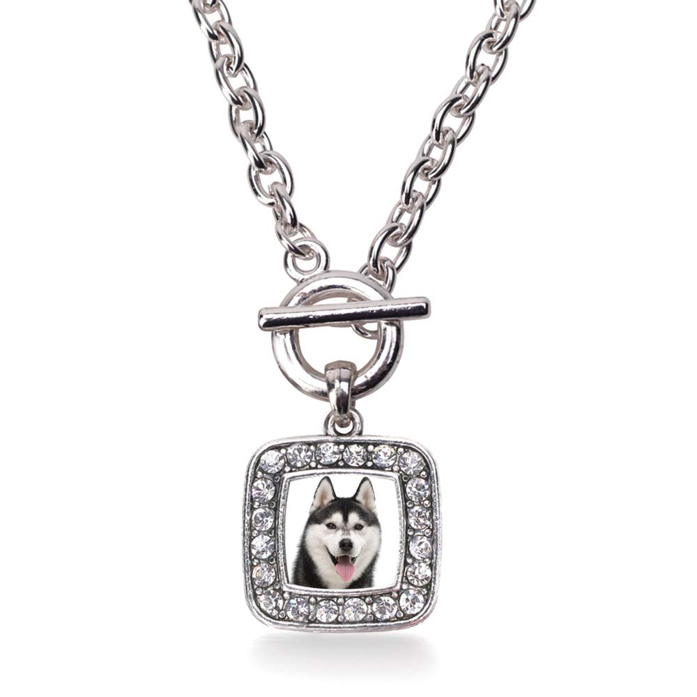 Inspired Silver - 18 Inch Sterling Silver Square Charm Necklace with Cubic Zirconia for Women | Elegant Everyday Jewelry & Gift for Birthday, Anniversary