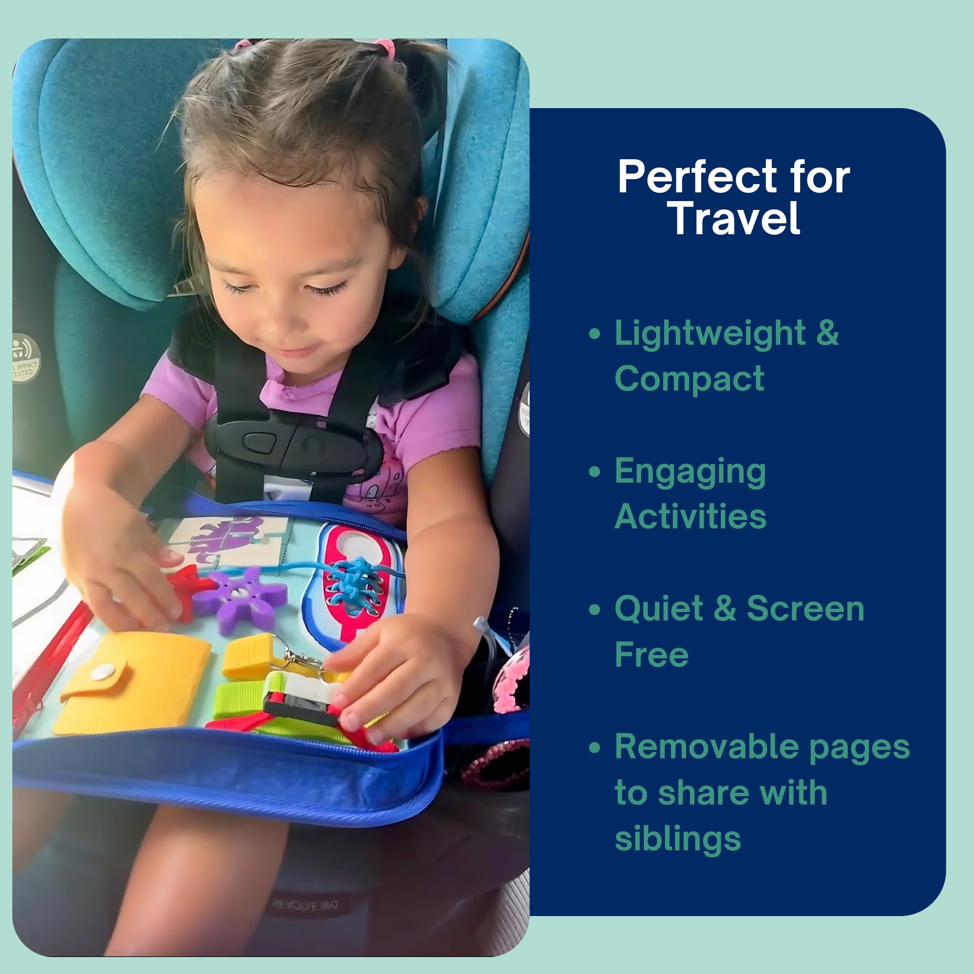 Montessori Busy Board for Toddlers 3-5 Years - Sensory Learning Activity Book with Fine Motor Skills Development - Perfect for Preschool Education & Travel Toys - Ideal for Airplane, Car Rides & Quiet Playtime at Home