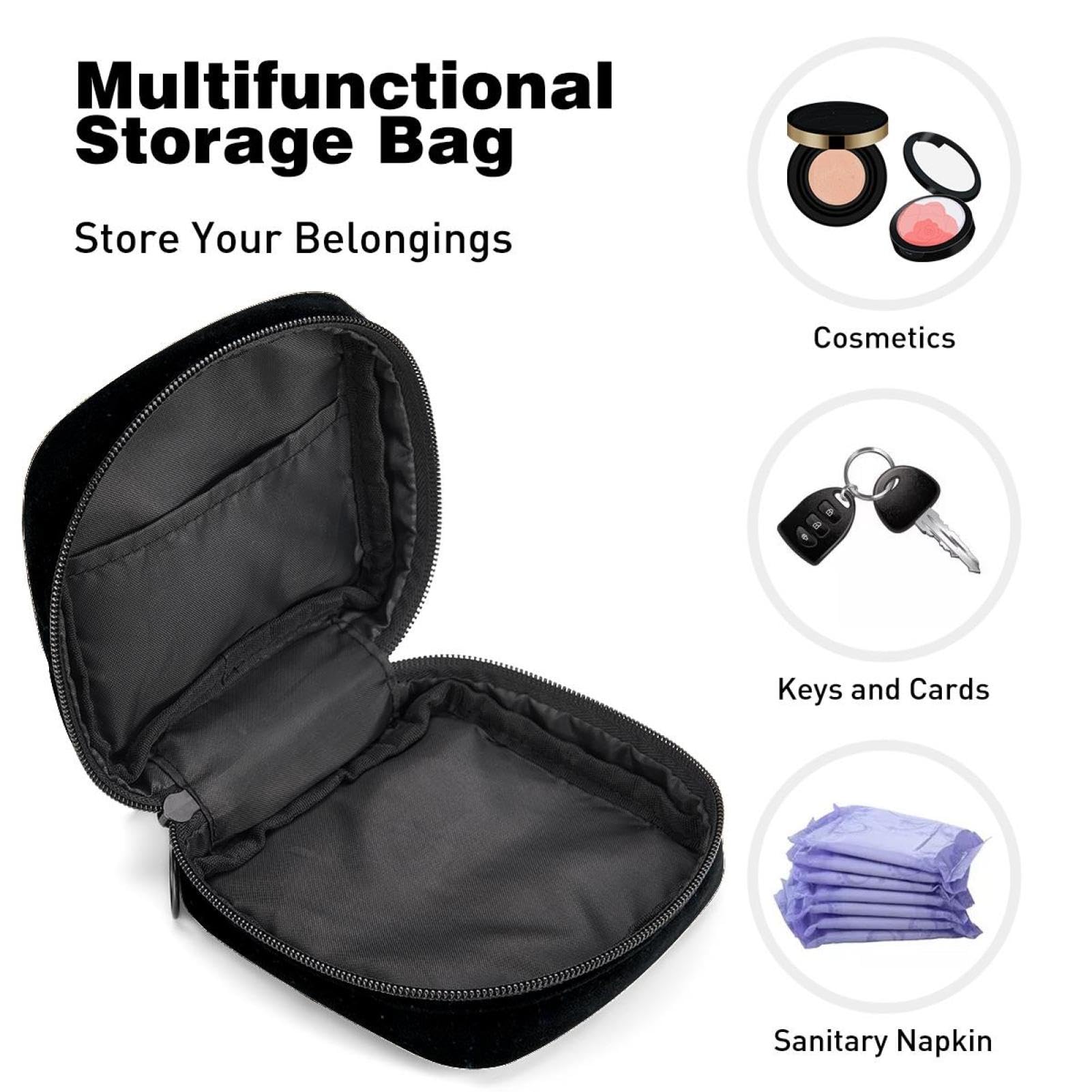 Menstrual Cup Pouch & Sanitary Pad Organizer Bag for Women - Portable Storage Case for Tampons, Pads & Feminine Hygiene Products - Perfect for Travel, Gym & Daily Use (Night Sky with Stars Design)