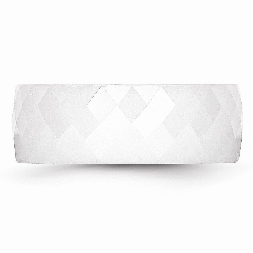 8mm Faceted Ceramic White Polished Band Ring for Women - Elegant & Durable Wedding, Engagement, or Everyday Jewelry