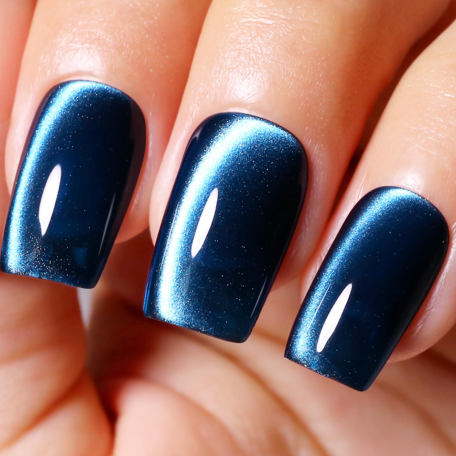 Dark Blue Magnetic Cat Eye Gel Nail Polish - 0.5 Fl Oz UV LED Holographic Glitter Polish with Magnet for Diamond Shimmer & Sparkle | DIY Manicure & Nail Art | Perfect for Parties, Weddings & Special Occasions