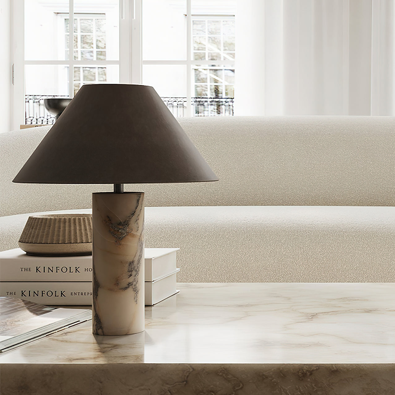Elegant Cline Marble Table Lamp - Modern Home Decor Lighting for Living Room, Bedroom & Office - Dimmable LED Desk Lamp with USB Port