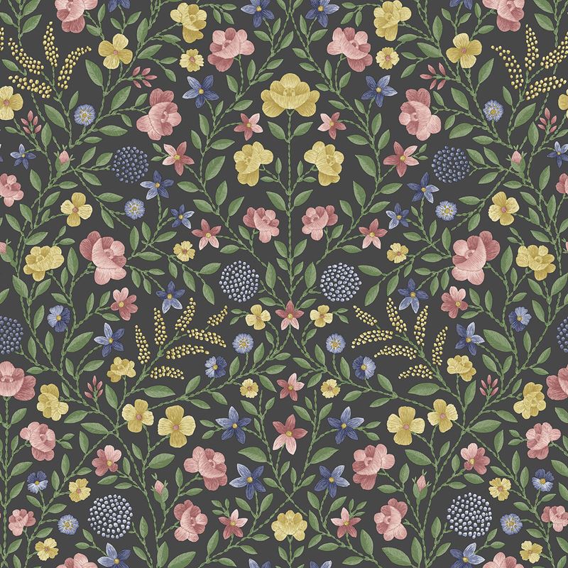 Cole & Son Court Embroidery Multi-Color Botanical Wallpaper - Premium Floral Design for Living Room, Bedroom & Dining Room Decor