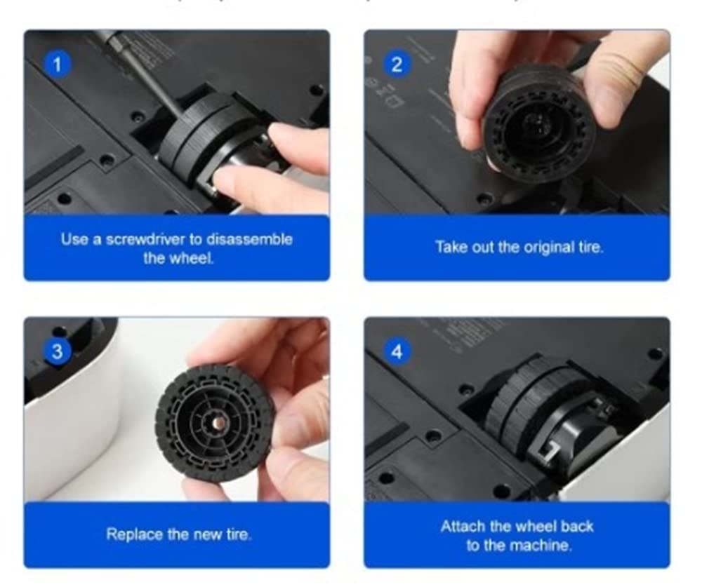 Replacement Wheels and Tires for iRobot Braava Jet M6 (Model 6110, 6012, 6112, 6113) - 2 Wheels + 4 Tires + Tool Kit - Robot Mop Maintenance Accessories - Perfect for Cleaning Hardwood Floors and Tile Surfaces