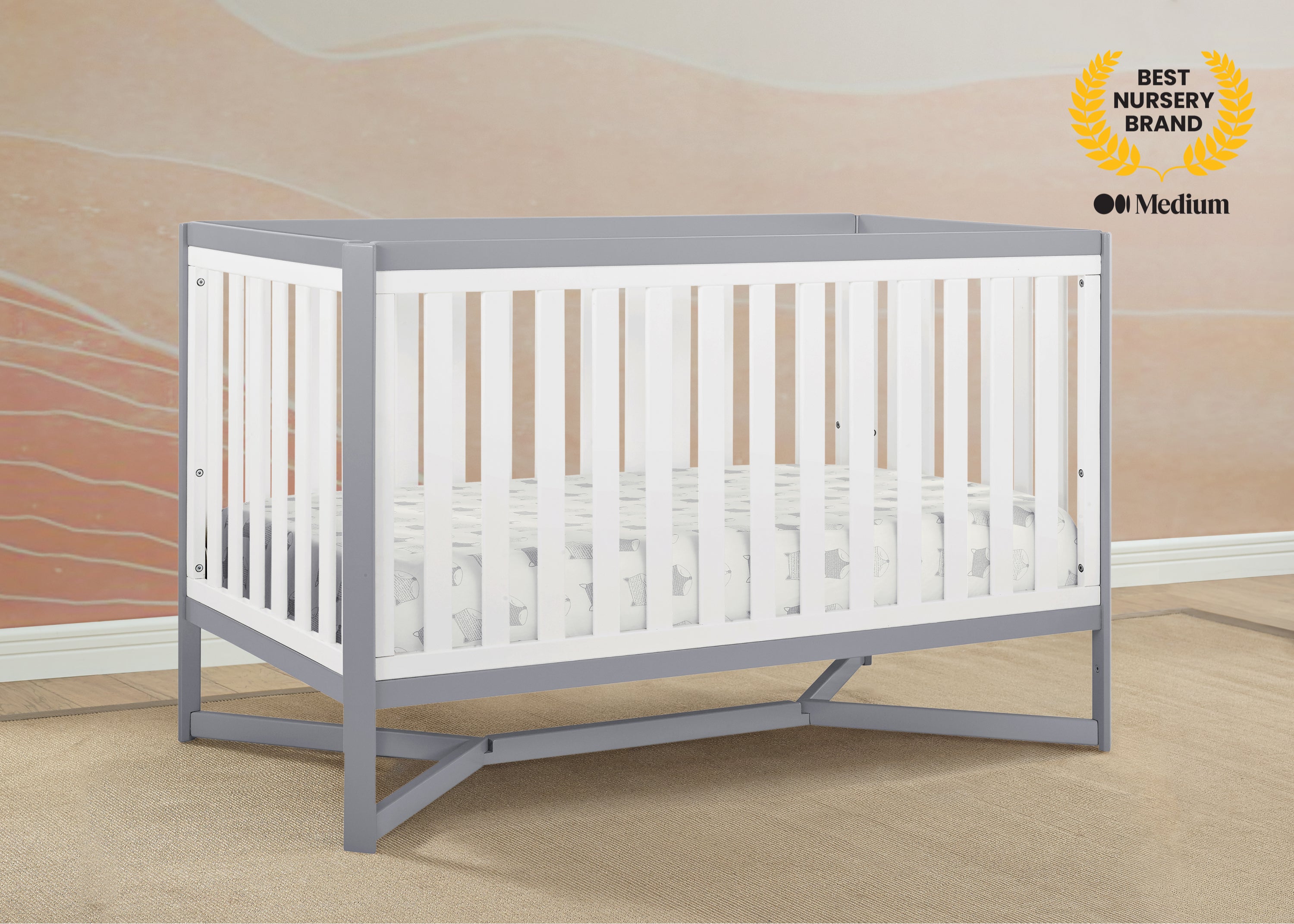 Tribeca 4-in-1 Convertible Baby Crib - White Nursery Furniture for Newborn to Toddler Bed - Perfect for Modern Nursery Rooms & Daycare Centers