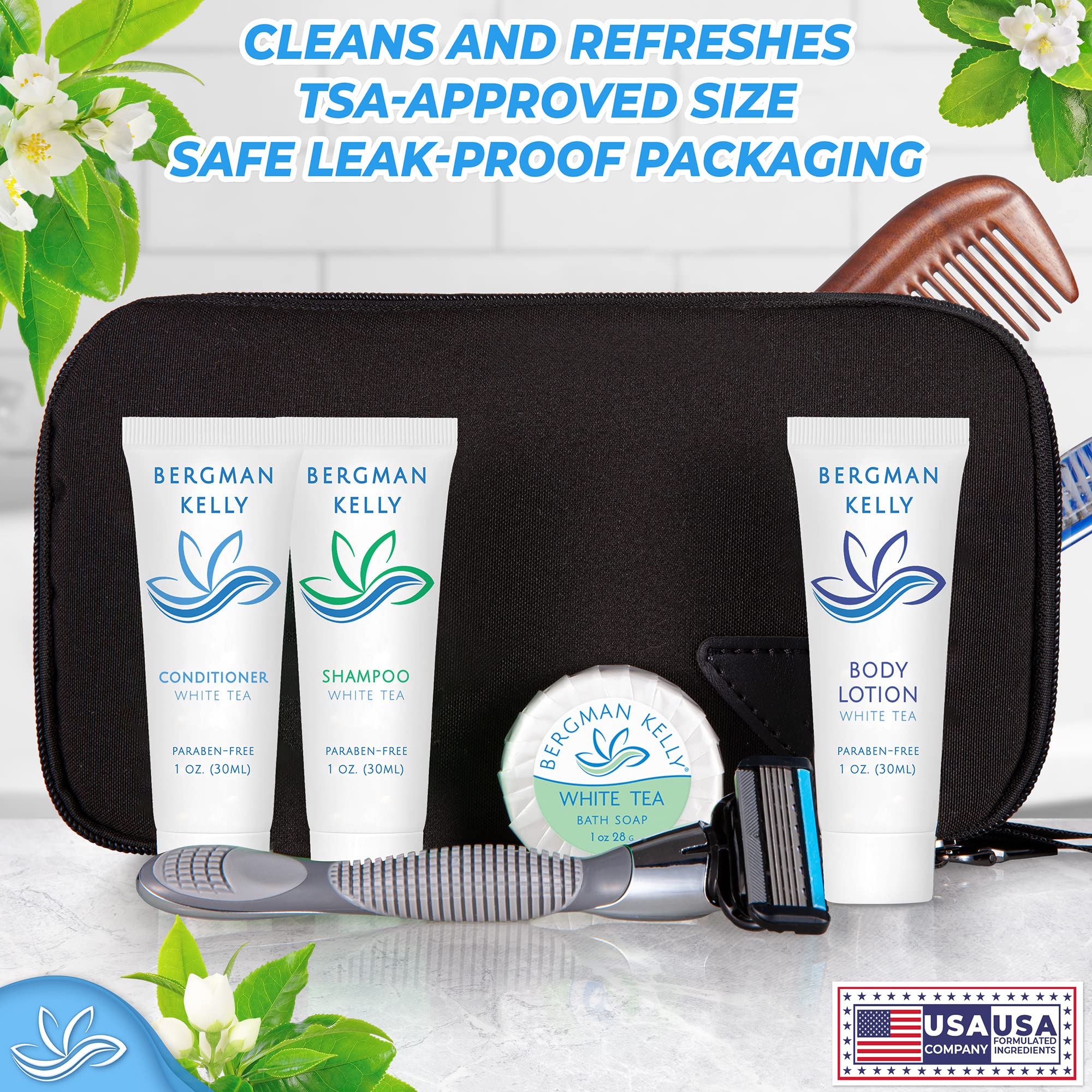BERGMAN KELLY Travel Soap Set - 3pc Mini Toiletries (0.5oz) for Hotels & Guests
