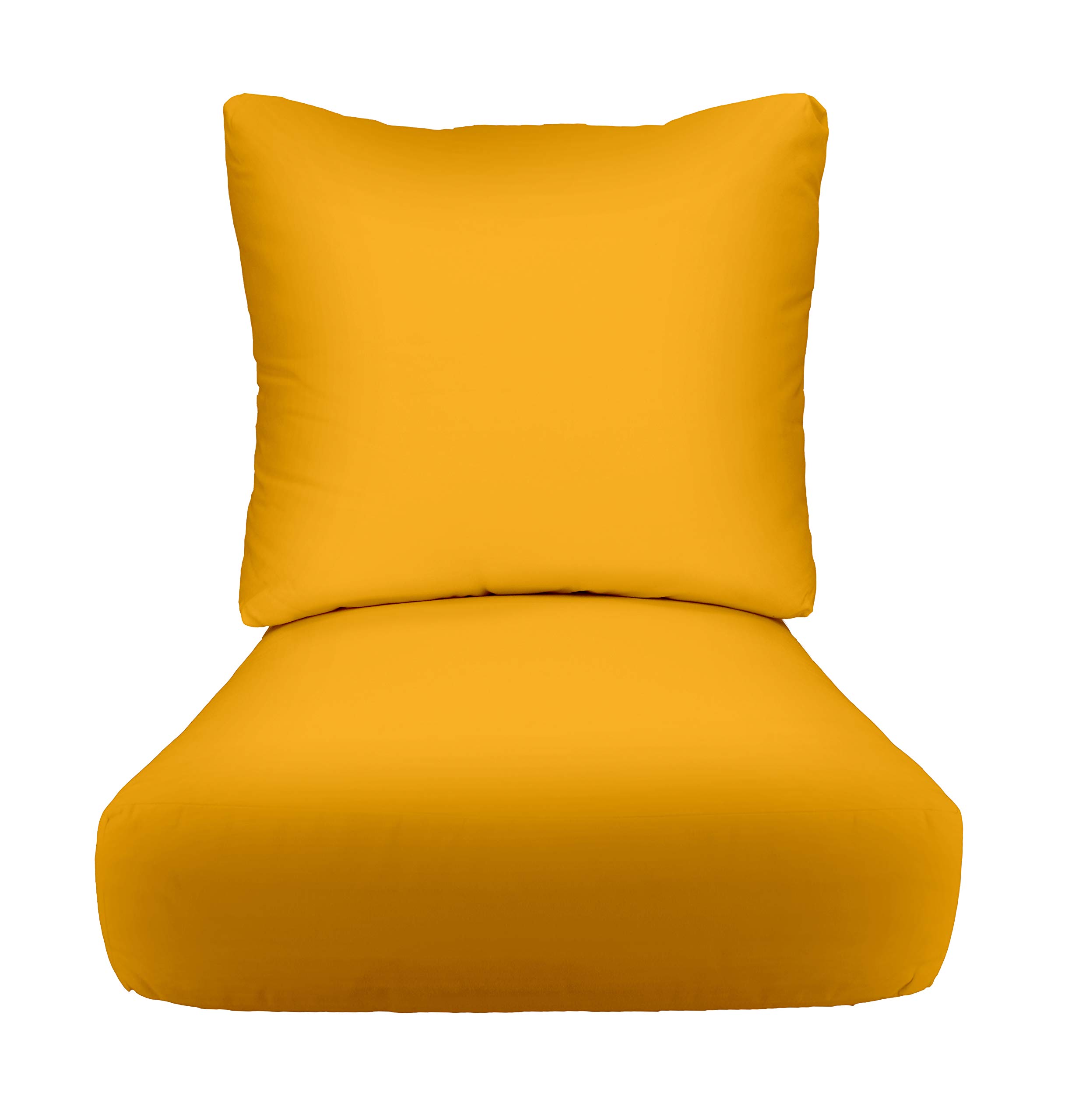 RSH DECOR: Sunbrella Deep Seating Cushion with Pillow Back - 24” x 27” Waterproof & Fade-Resistant Outdoor Chair Cushion Set for Patio Furniture in Sunflower Yellow | Perfect for Garden, Poolside & Backyard Relaxation