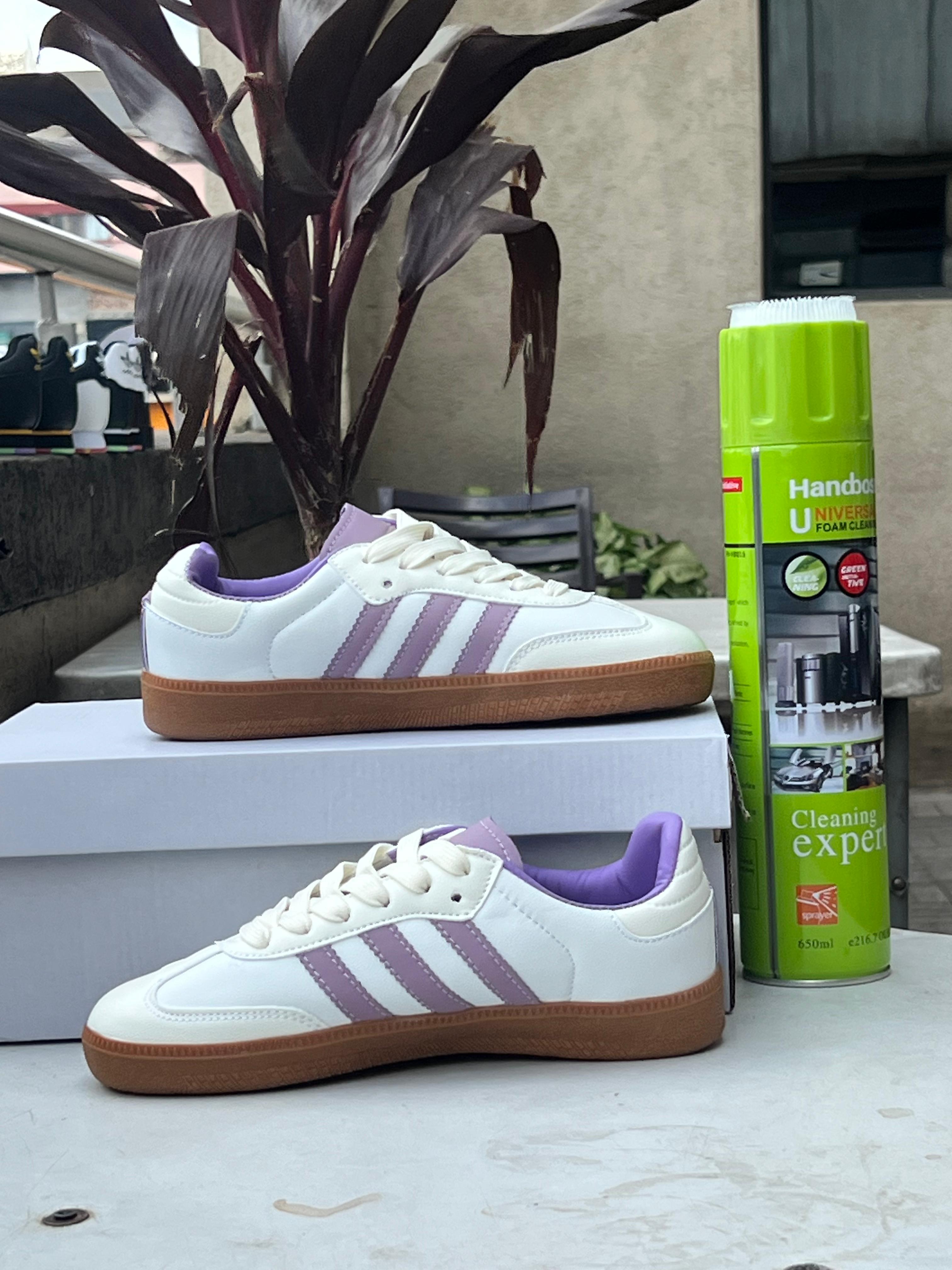 Adidas Samba Classic Sneakers - White & Purple Retro Running Shoes for Men & Women | Perfect for Casual Wear, Street Style & Everyday Comfort