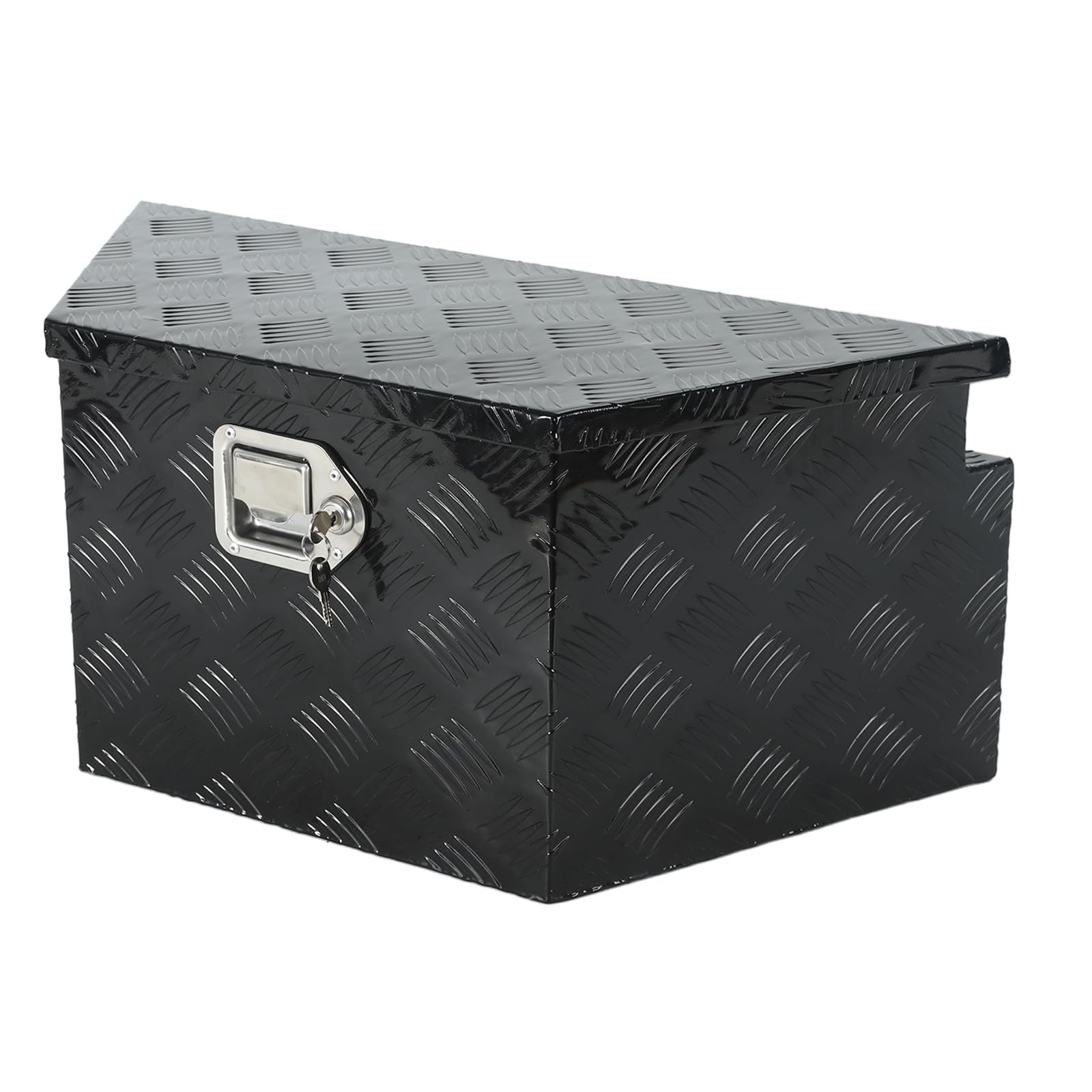 26 x 13.25 x 12 Inch Black Aluminum 5-Bar Tread Truck Bed Tool Box with Lock & Keys - Heavy Duty Storage Organizer for Pickup Trucks, Trailers & RV Tongue Boxes - Secure Tool Storage for Construction, Camping & Outdoor Work