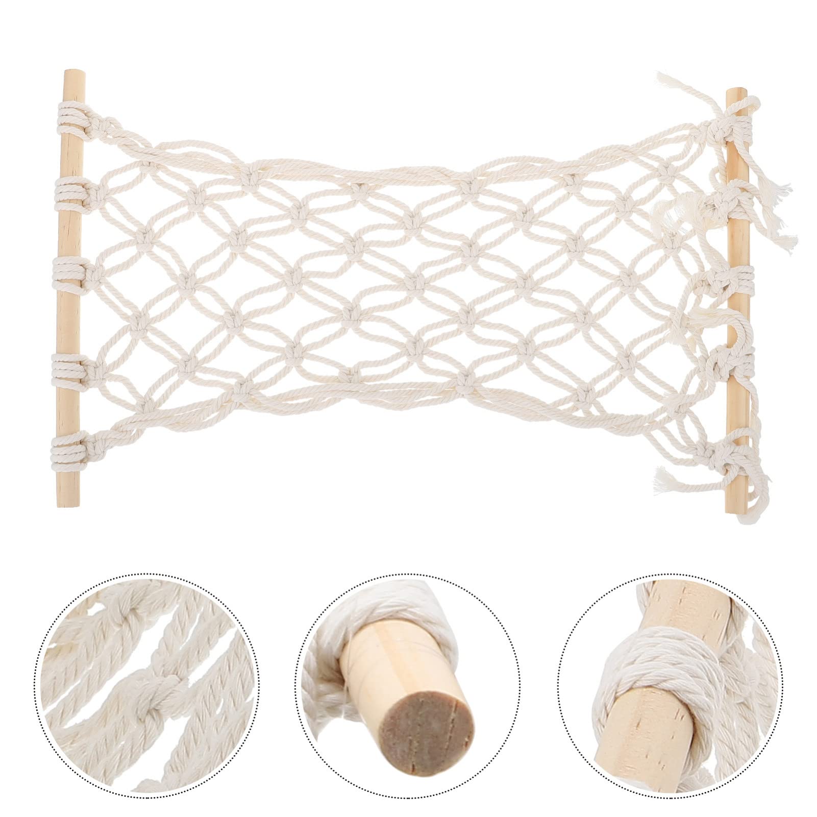 Macrame Fruit Hammock Holder - Handmade Rustic Decor for Kitchen, Dining Room & Outdoor Use | Wooden Vegetable & Food Basket in White | Perfect for Organizing Fruits, Vegetables & Household Items