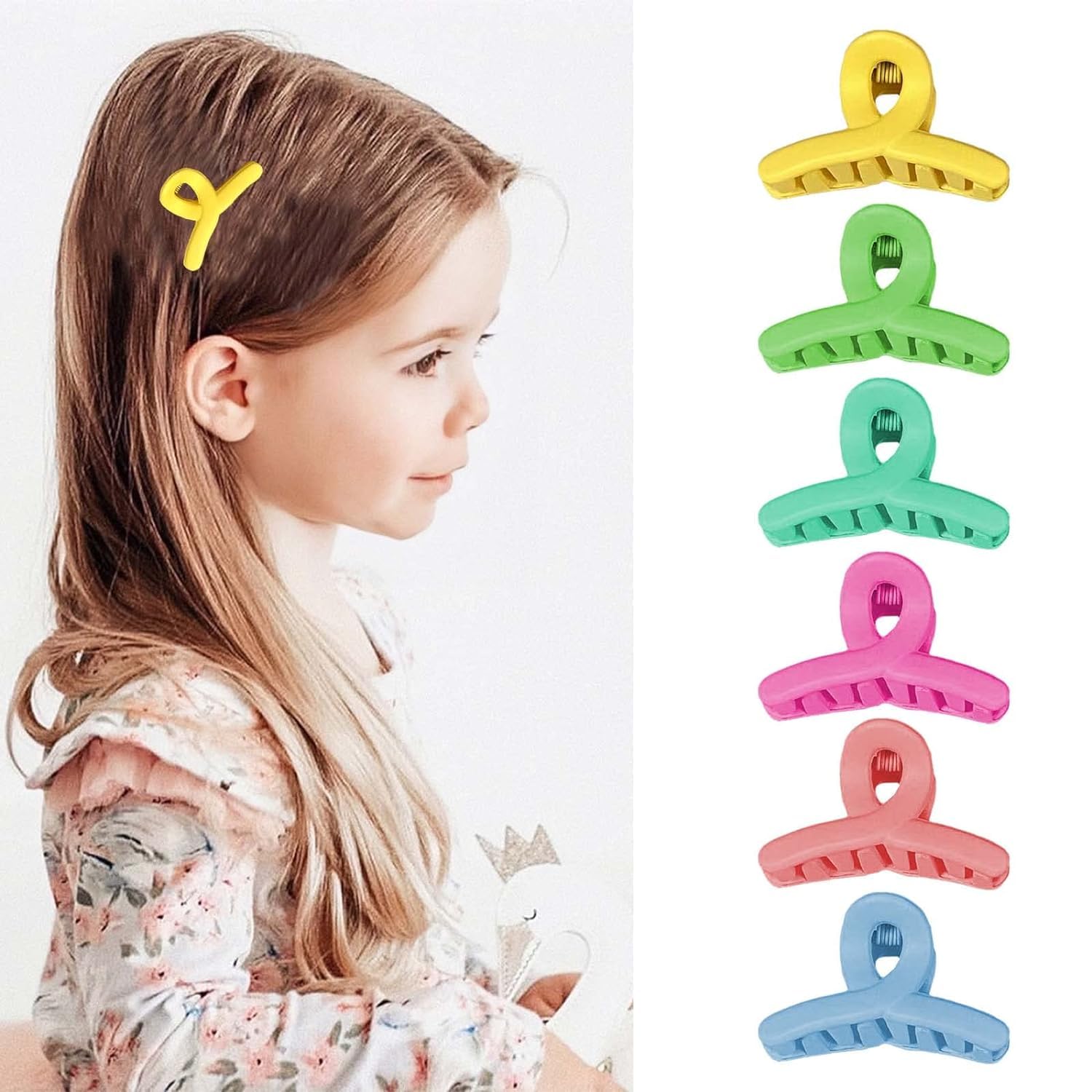 PLUCKET® 6Pcs Mini Butterfly Matte Hair Claw Clips for Women - Small Cute Non-Slip Strong Hold Hair Clips for Thin Hair - Hair Accessories & Gifts for Women & Girls (6 Colors) - Perfect for School, Work, Travel & Everyday Styling