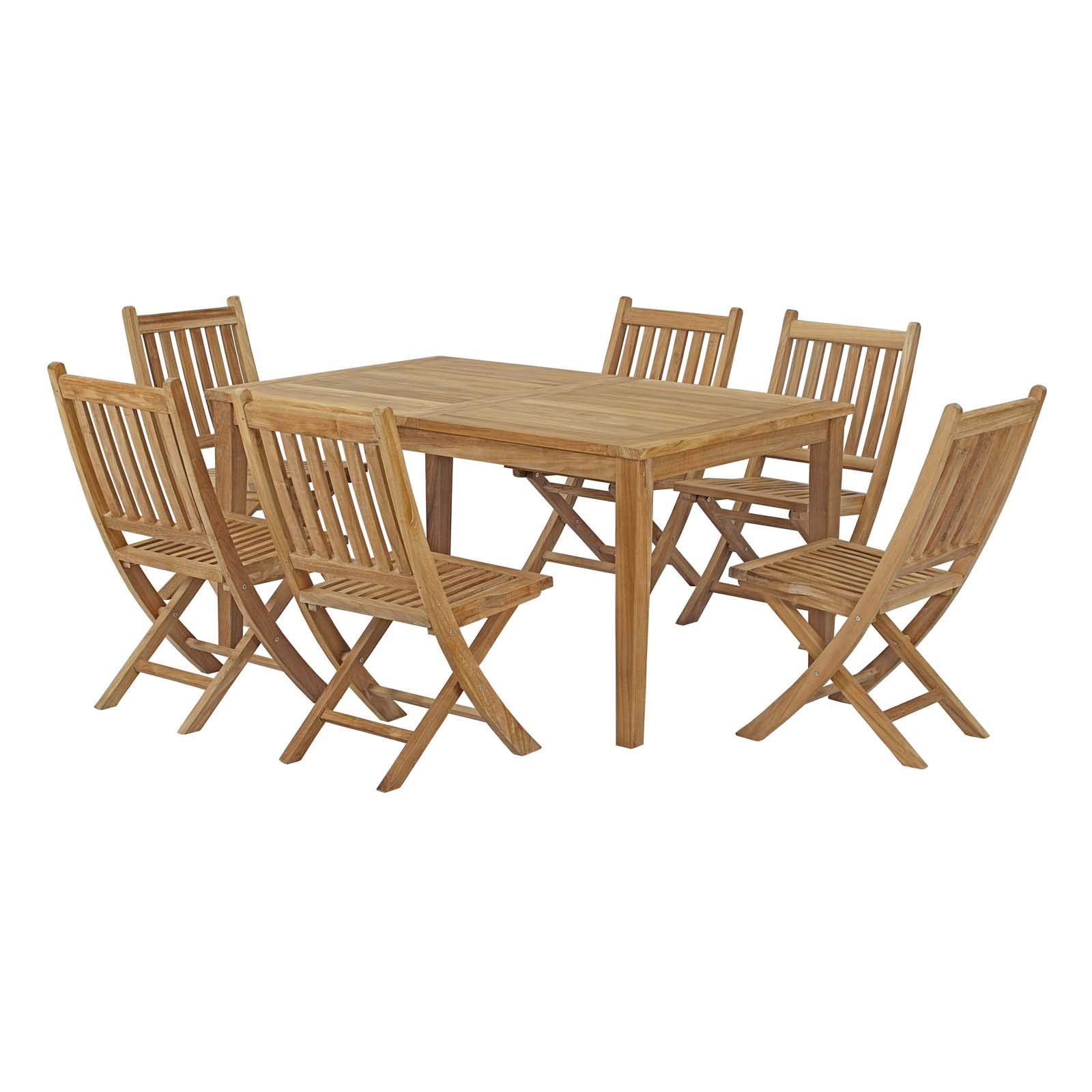 Modern Contemporary Outdoor Patio Dining Set - Wooden Balcony Garden Side Table & Chairs, Natural Finish - Perfect for Backyard, Poolside & Small Space Entertaining