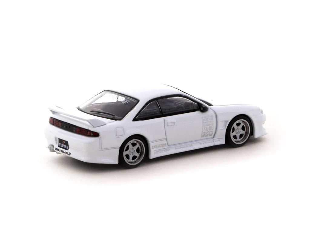 Tarmac Works 1:64 Scale Nissan Silvia S14 Vertex Edition Diecast Model Car - White Lamley Special Edition Collectible for Display & Racing Scenes
