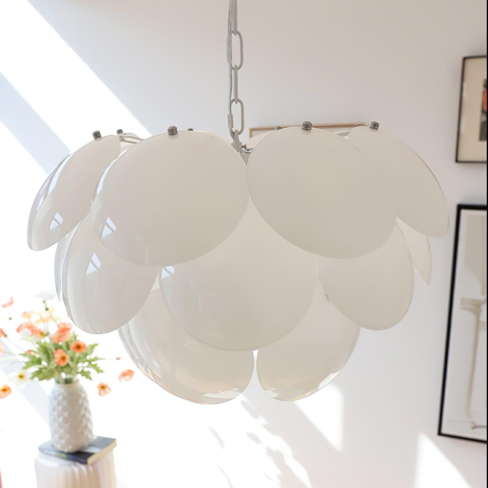 Elegant Luminous Petal Glass Chandelier - Modern Crystal Ceiling Light Fixture for Dining Room, Bedroom & Living Room Decor