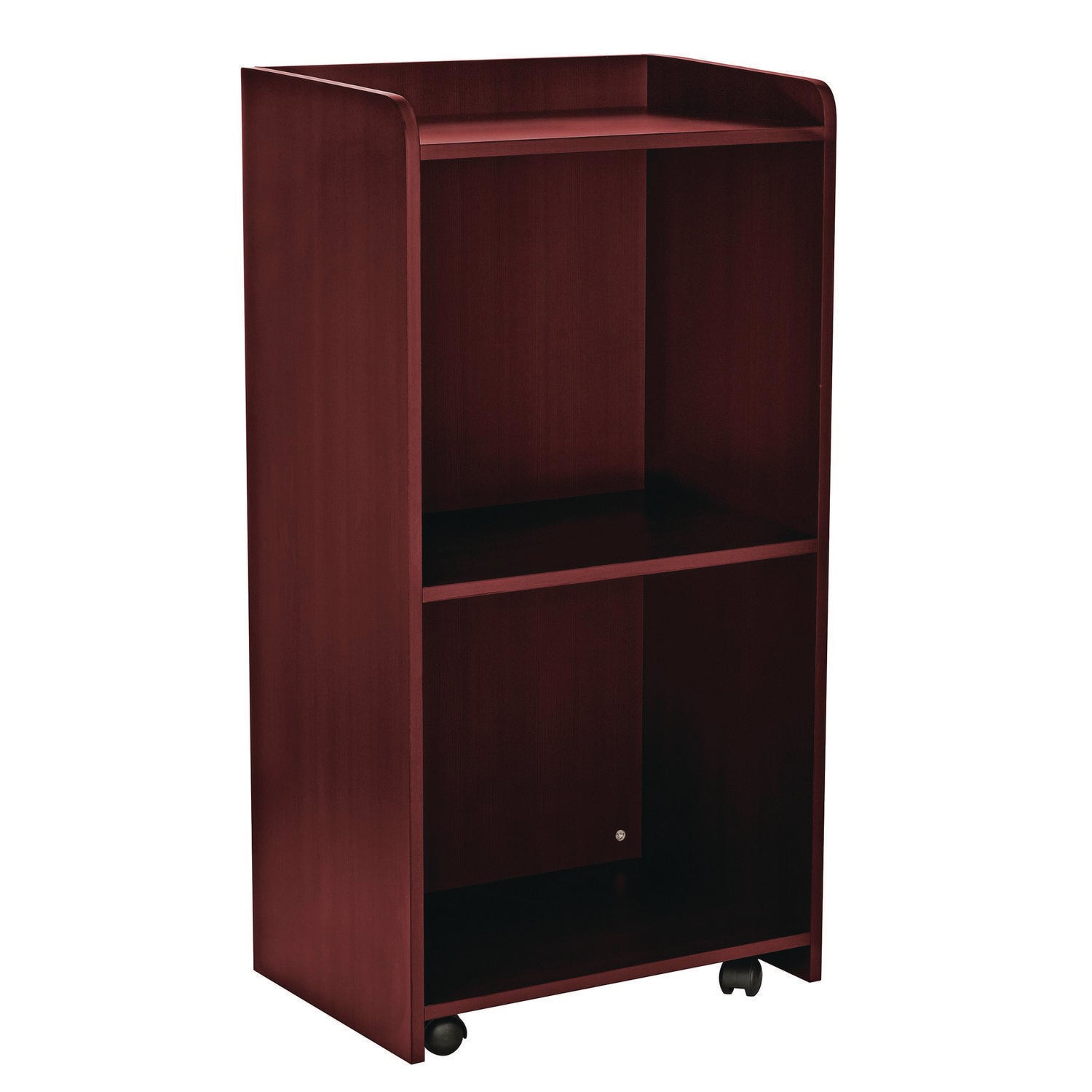 AdirOffice Wooden Mobile Lectern Podium with Storage Shelves - 22.44